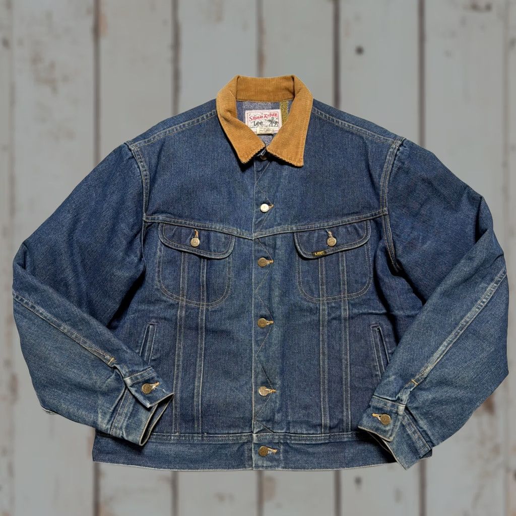 Lee VINTAGE Lee Storm Rider Jacket Denim Trucker Lined USA 46L Men Blue Leather? Size US S / EU 44-46 / 1 - 1 Thumbnail
