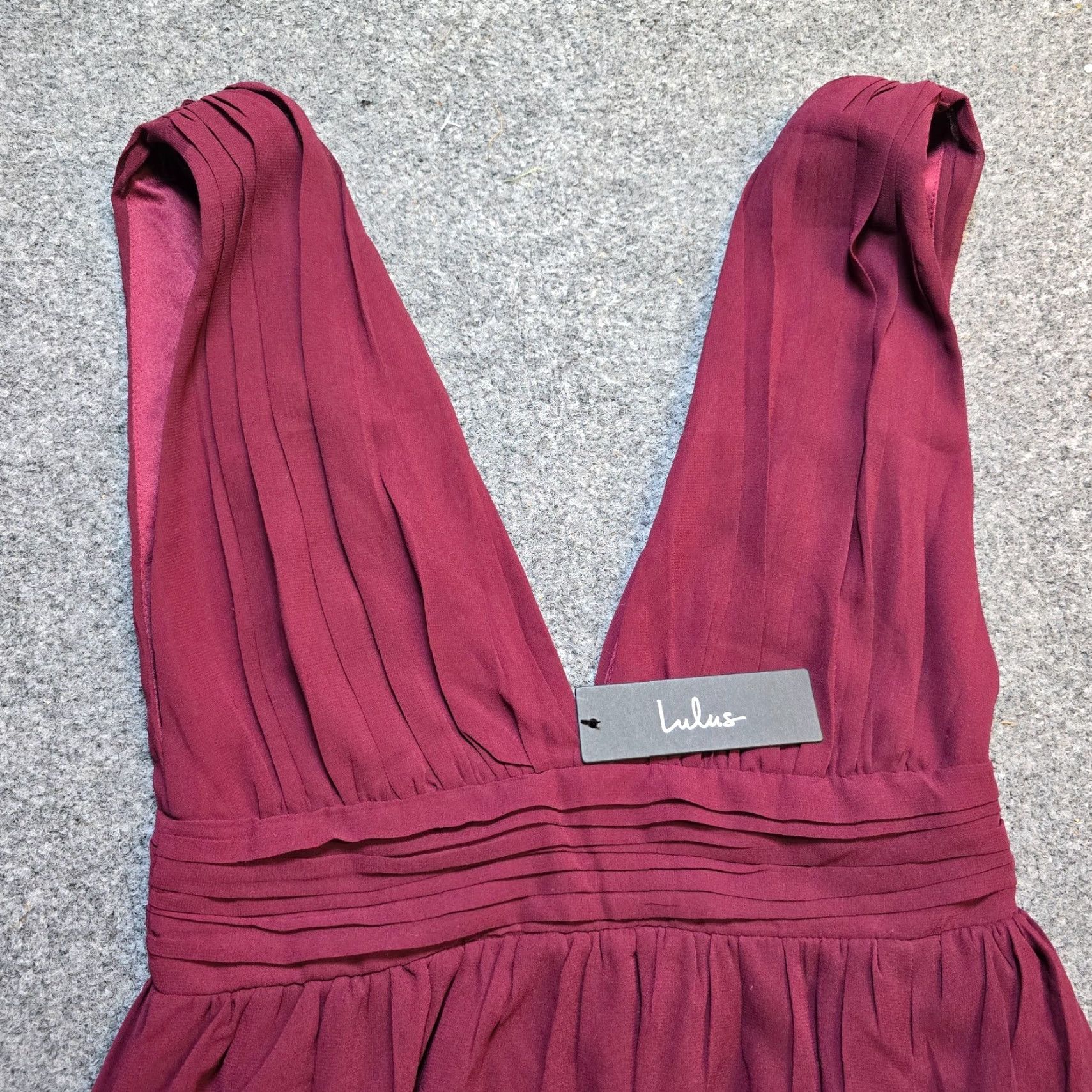 Lulus Dress Womens Size S Red Burgundy Maxi Sleeveless V-Neck Zip Lined  Polyester Spandex Party/