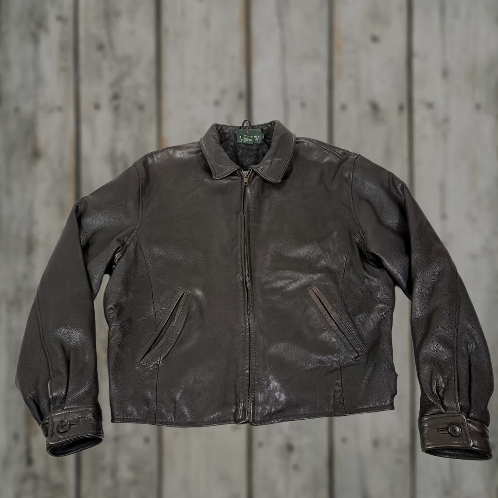 J.Crew VINTAGE J.CREW Leather Bomber Jacket Mens L Black Quilted Lined 90s Full Zip Modern Casual” Size US L / EU 52-54 / 3 - 1 Thumbnail