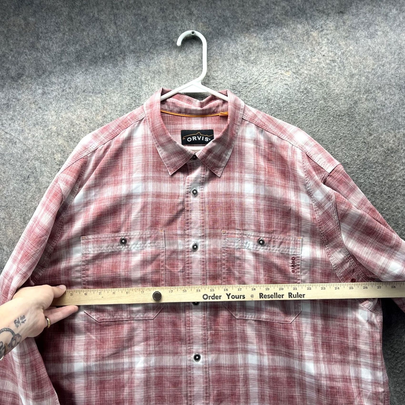 Orvis Orvis Shirt Mens 2XL Red Plaid Polyester Long Sleeve Snap Front Pockets Casual Size US XXL / EU 58 / 5 - 4 Thumbnail