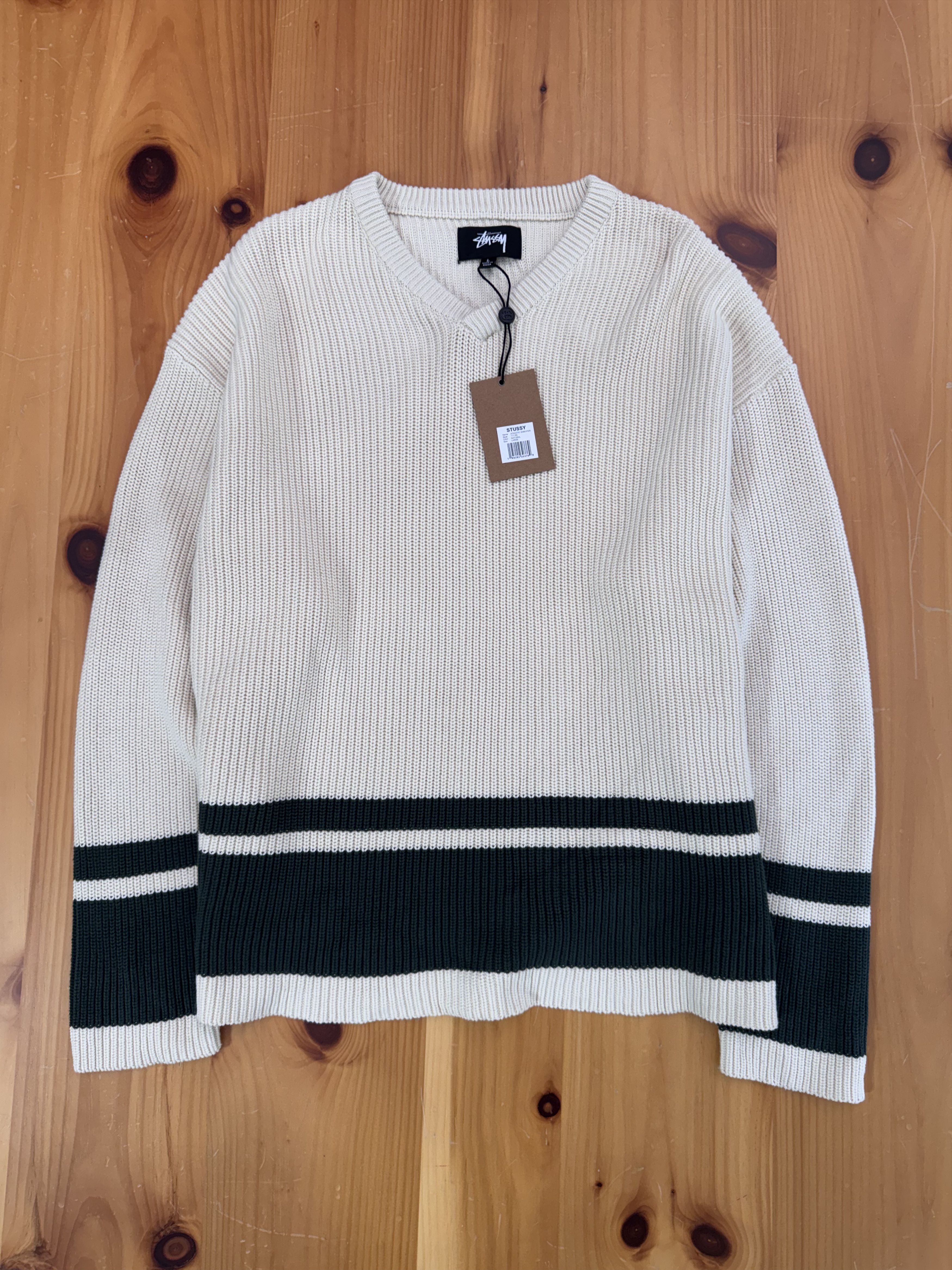 Stussy Stussy V Neck Stripe Sweater Knit Size US L / EU 52-54 / 3 - 1 Thumbnail