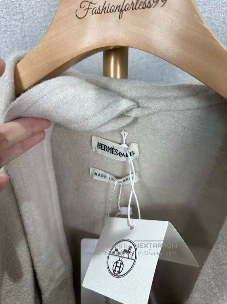 Hermes Hermes Off-white cashmere coat Size XXS / US 00 / IT 34 - 4 Thumbnail