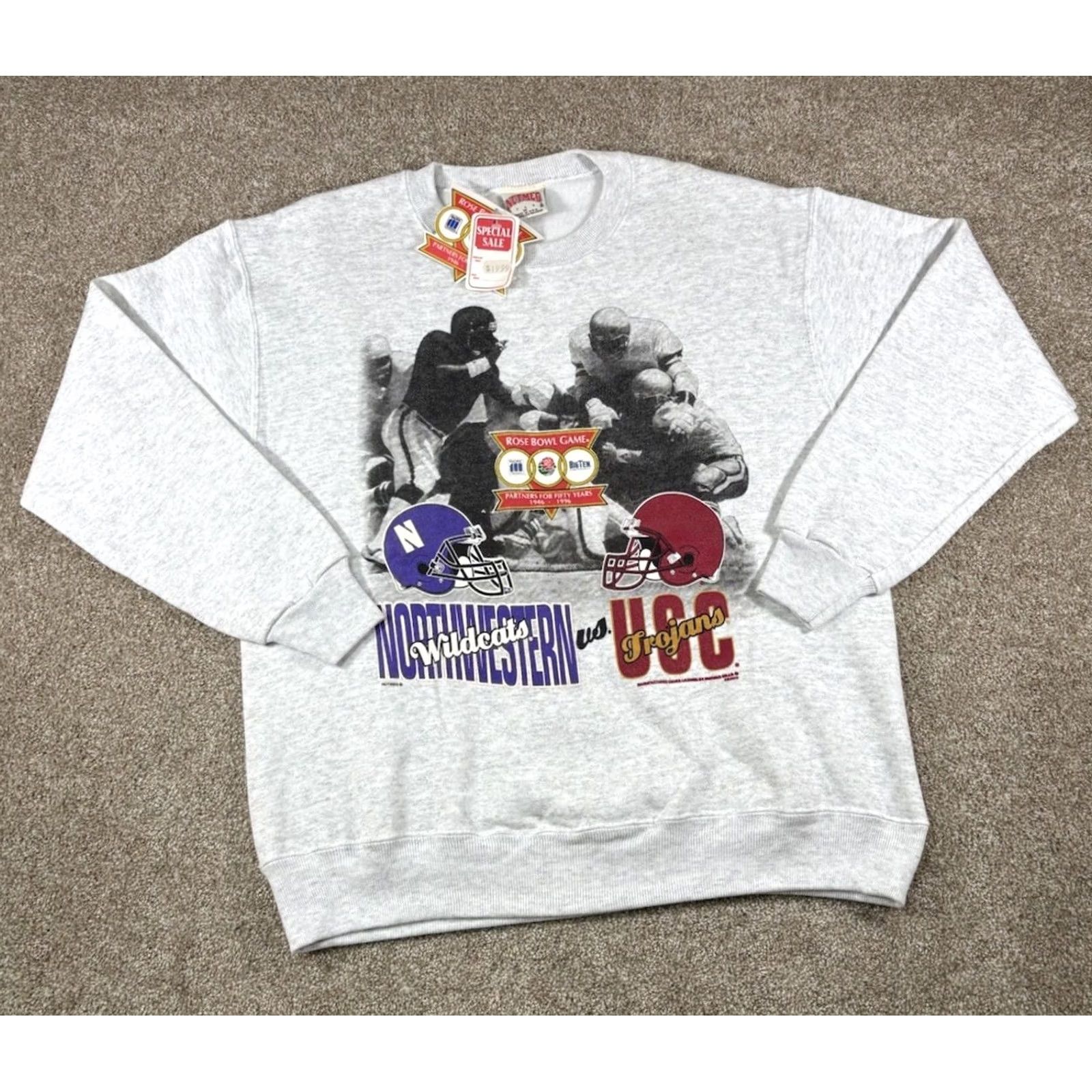 Nutmeg VINTAGE Nutmeg Crew Neck Sweatshirt Unisex Adults Medium Gray 1996 Rose Bowl 90s College Sports USA Made Heavyweight Graphic Print Size US M / EU 48-50 / 2 - 2 Thumbnail