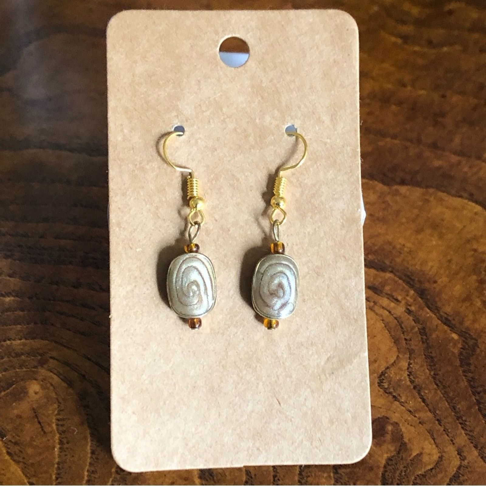 Handmade Handcrafted swirl enamel dangle earrings Size ONE SIZE - 3 Thumbnail