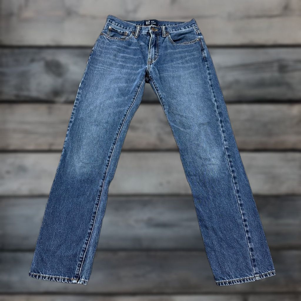 Gap Gap Jeans 30x32 Blue Straight Leg Regular Fit Medium Wash Denim Men's Jeans 90s Style Straight Comfort Pockets Stretch Regular Inseam 32" Size US 30 / EU 46 - 1 Thumbnail