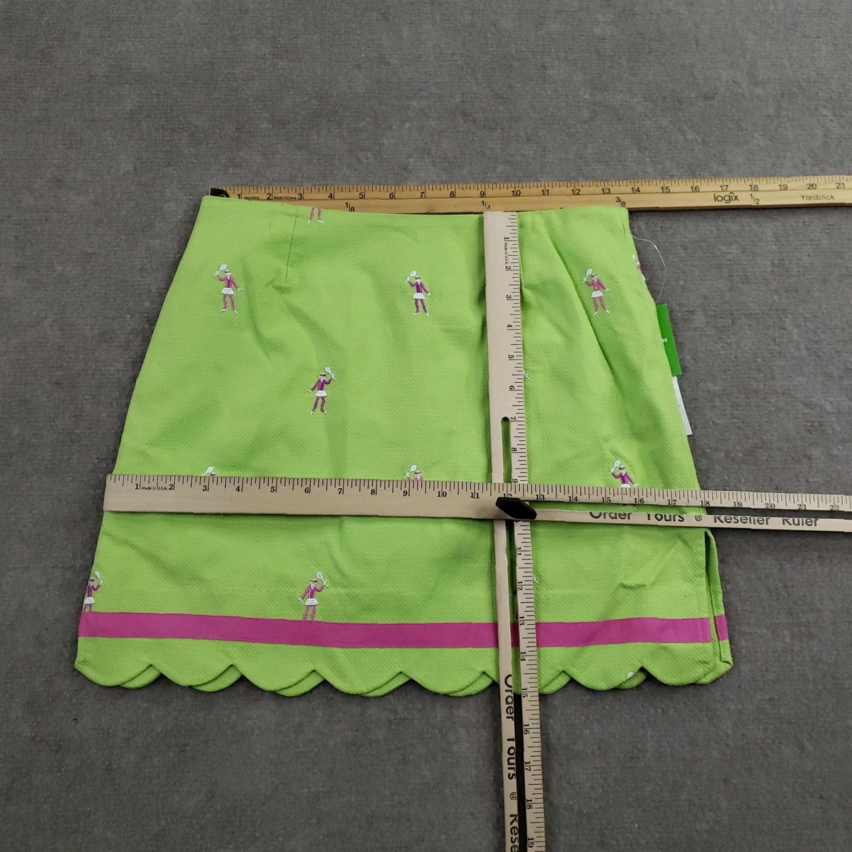 Lilly Pulitzer Vtg Lilly Pulitzer Skort Womens 2 Green Tennis Embroidered Scallop Stretch Golf Size 26" / US 2 / IT 38 - 2 Thumbnail