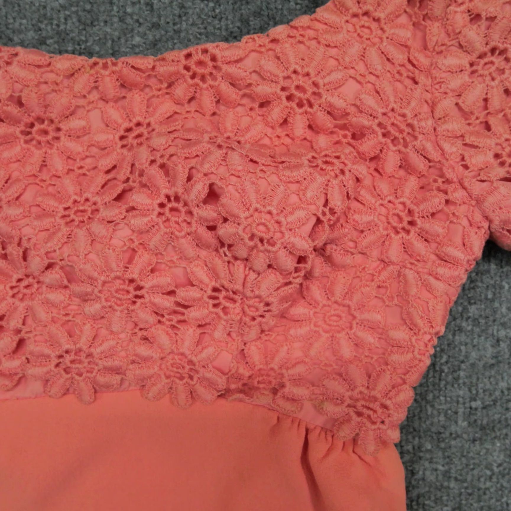 Vintage VINTAGE Dress Womens Small Orange Peach Maxi Gown Floral Lace 60s Size S / US 4 / IT 40 - 3 Thumbnail