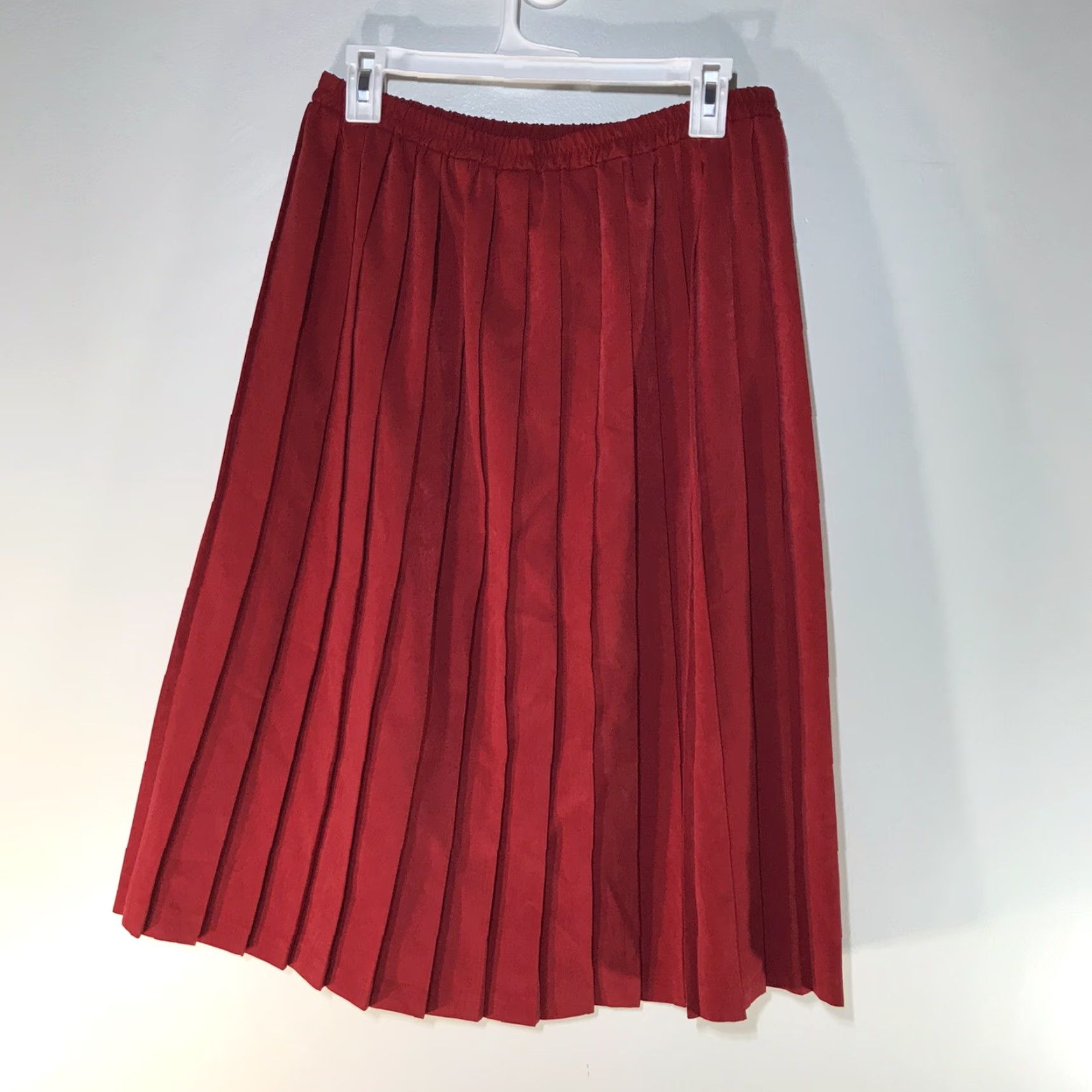 Vintage Vintage Leslie Fay Red Pleated Pull On Midi Skirt Womens Size 14P Size 36" / US 14 / IT 50 - 4 Thumbnail