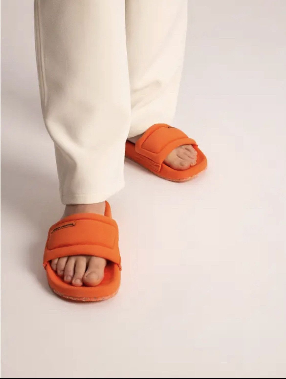 image of Heron Preston Logo Patch Slide Sandal in Orange, Men's (Size 9)