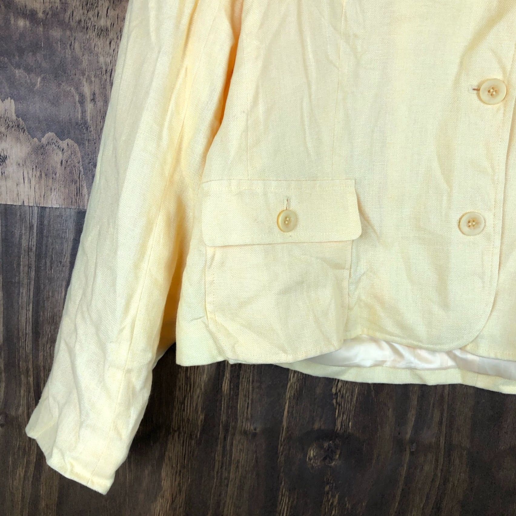 Talbots VINTAGE Talbots Womens Blazer Shirt Jacket Yellow Linen 18 Size XXL / US 16-18 / IT 52-54 - 3 Thumbnail