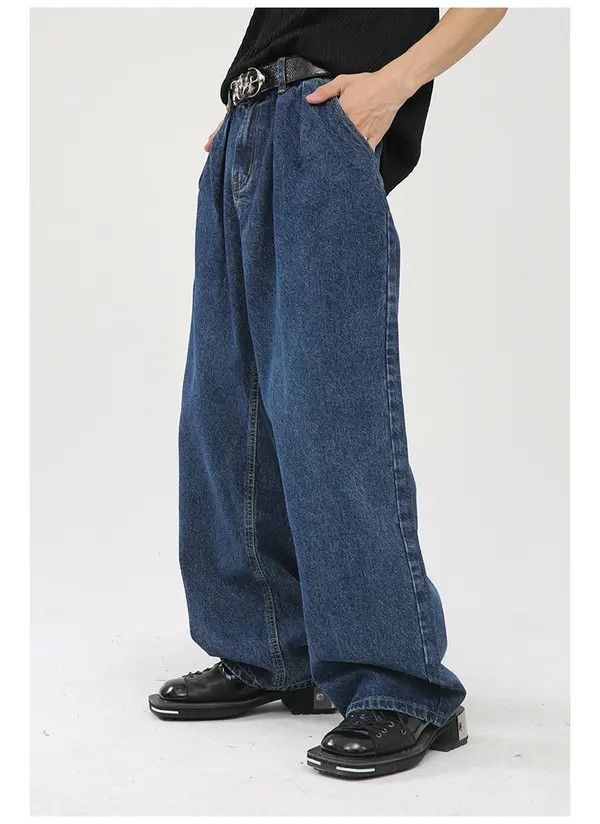 Japanese Brand Ishida x Hara Men's loose washed wide-leg straight jeans Size US 32 / EU 48 - 6 Thumbnail