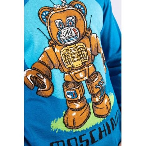 Moschino o1y0225 Logo Crewneck Sweatshirt in Blue Size US M / EU 48-50 / 2 - 2 Thumbnail
