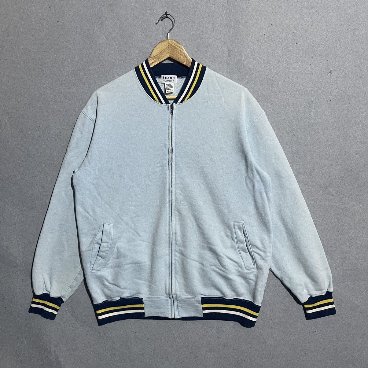 Beams Japan Vintage Beams Zip-Up Varsity Style Sweatshirt Jacket Size US L / EU 52-54 / 3 - 1 Thumbnail