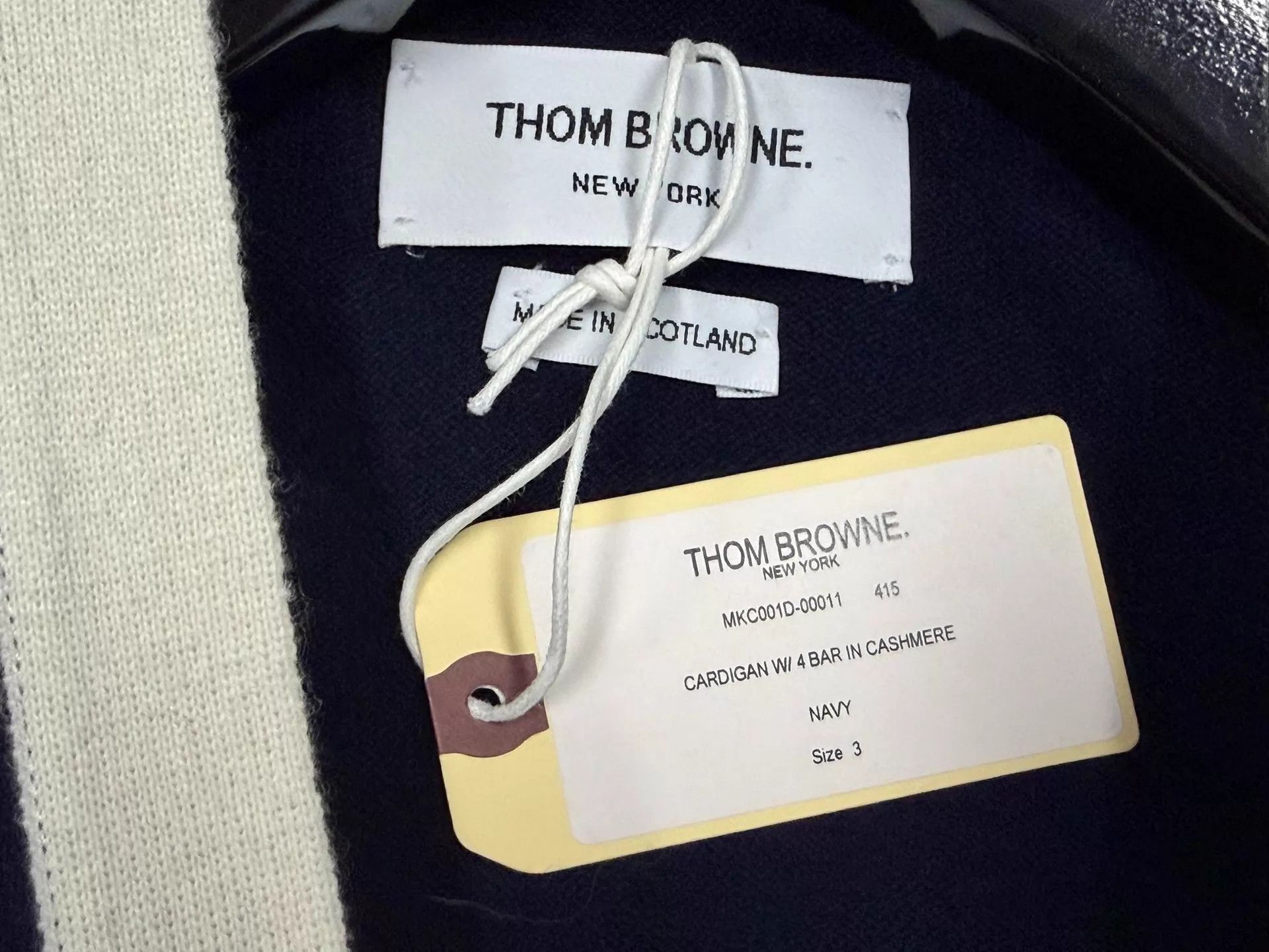 Thom Browne Thom Browne Navy White Piping Cashmere Cardigan 3 Size US L / EU 52-54 / 3 - 4 Thumbnail