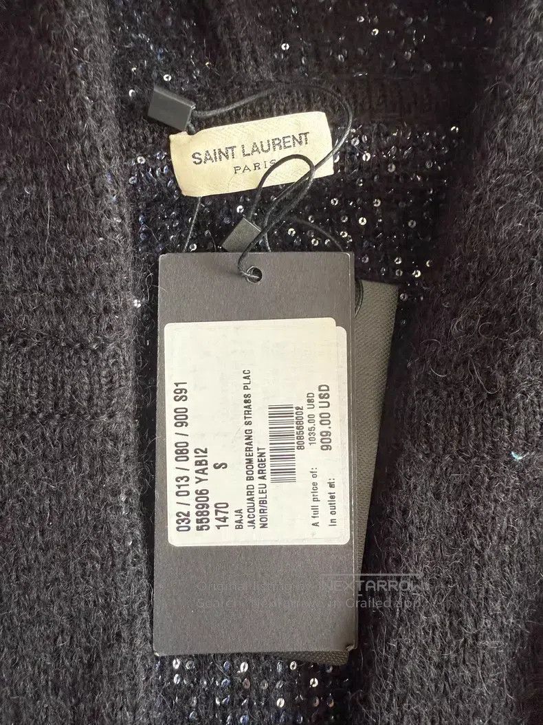 Saint Laurent Paris Saint Laurent Paris Blue Scale Knit Open Cardigan Size US S / EU 44-46 / 1 - 2 Thumbnail