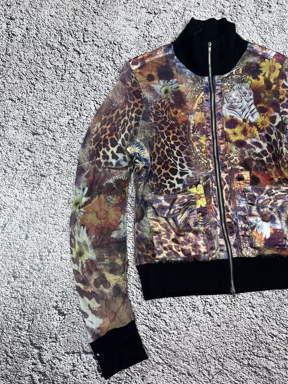 Japanese Brand Vintage Mesh Printed Animal Zip Jacket Floral Cavalli Style Size M / US 6-8 / IT 42-44 - 2 Thumbnail