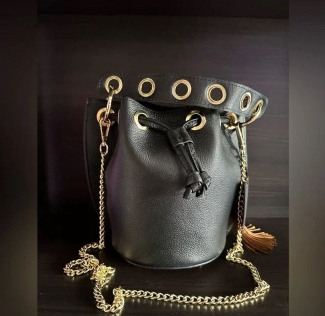 House of Harlow NWT House of Harlow Rare Black Leather Bucket Crossbody Bag Size ONE SIZE - 5 Thumbnail