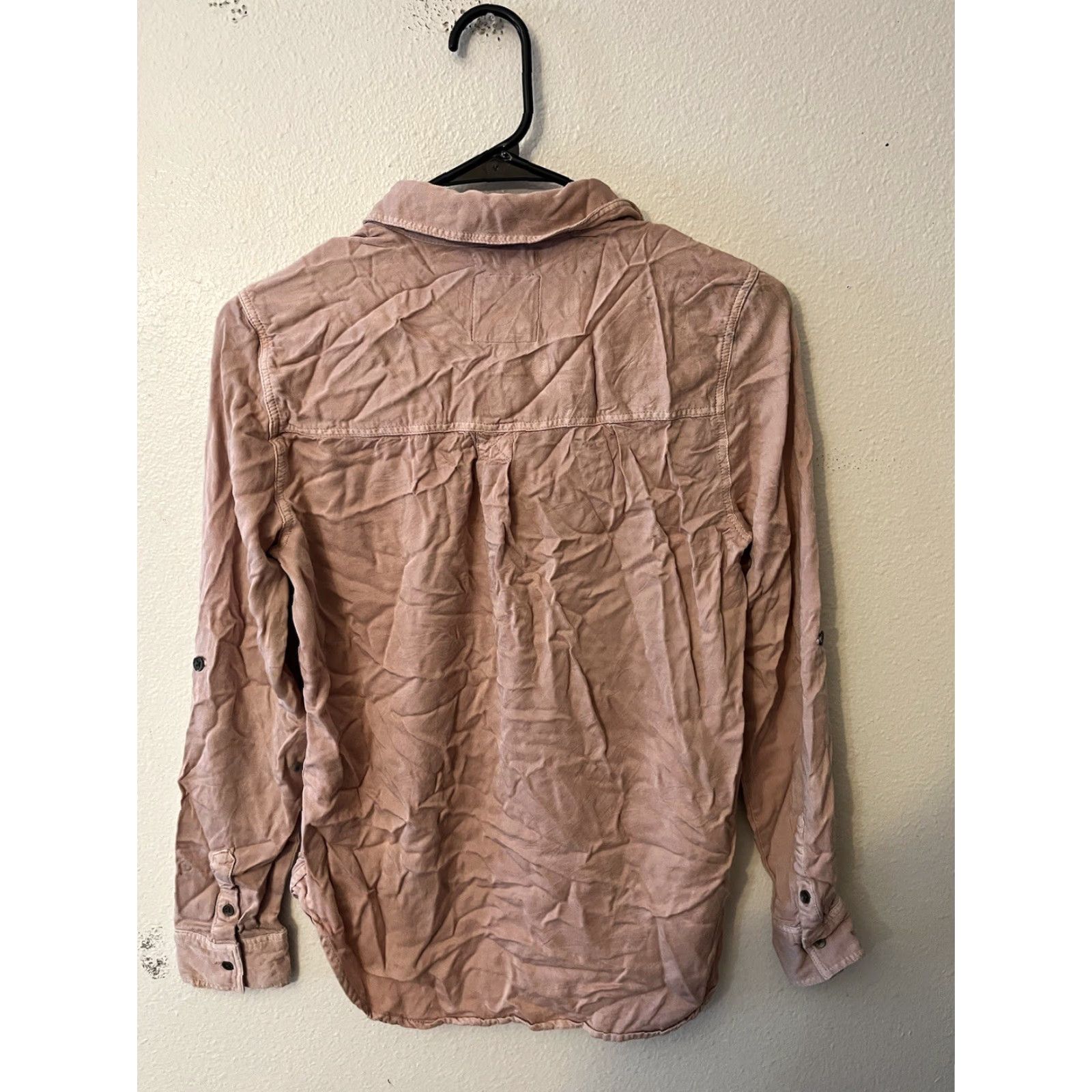 Vintage VINTAGE Womens American Eagle Pink Boyfriend Fit Shirt Button Up Long Sleeve Viscose XS Size XS / US 0-2 / IT 36-38 - 2 Thumbnail