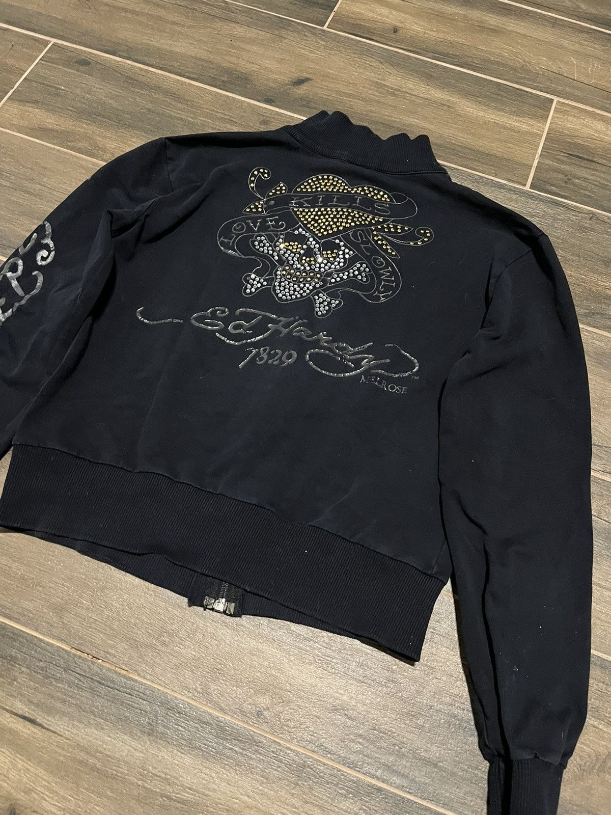 Christian Audigier × Ed Hardy × Japanese Brand Vintage Y2K ED HARDY Japanese Skull Loto Retro Zip Sweater Size XS / US 0-2 / IT 36-38 - 4 Thumbnail