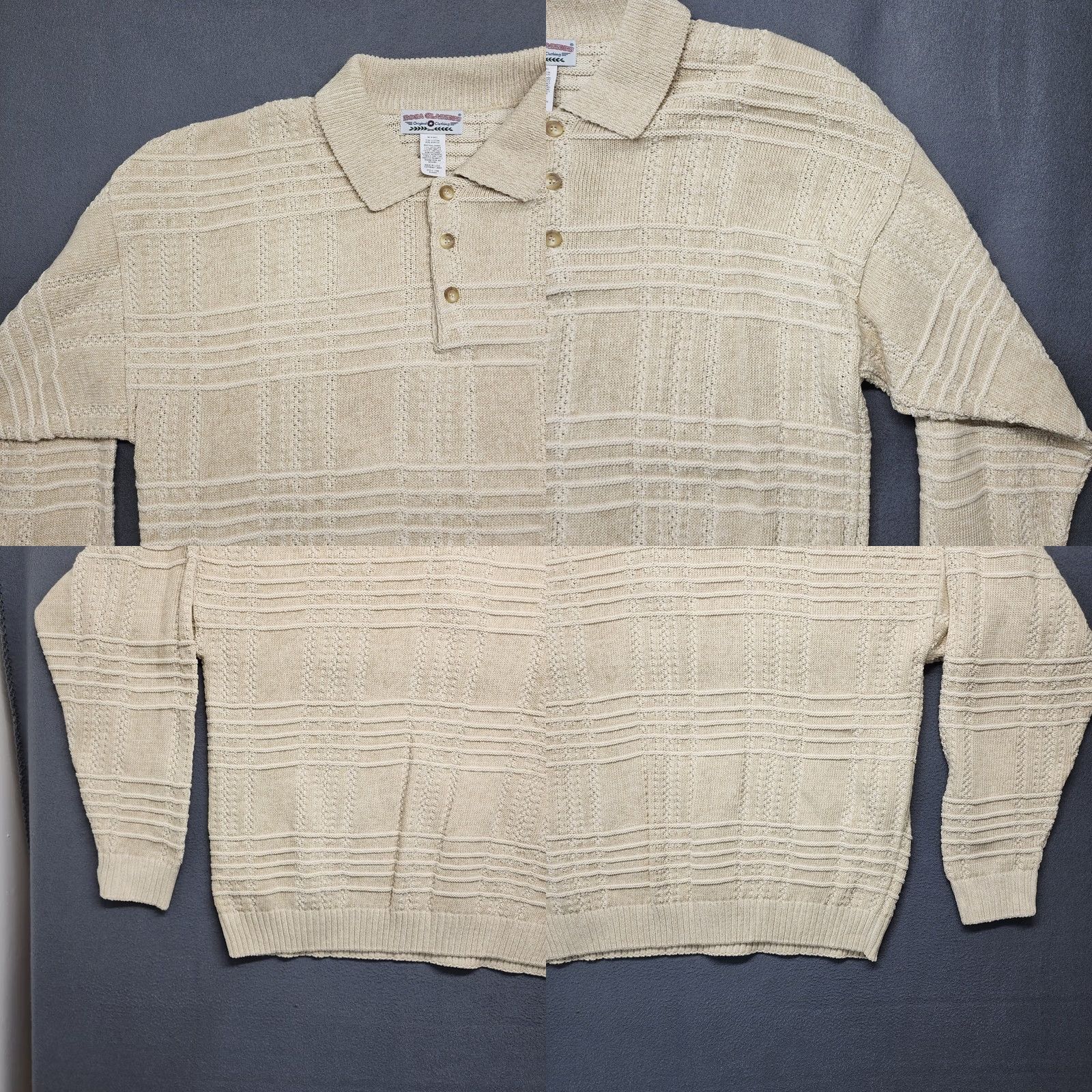 Vintage VINTAGE Boca Classics Shirt Mens XL Beige 3D Textured Long Sleeve Polo 2003 Y2K Mens XL Beige Polo Size US XL / EU 56 / 4 - 8 Thumbnail