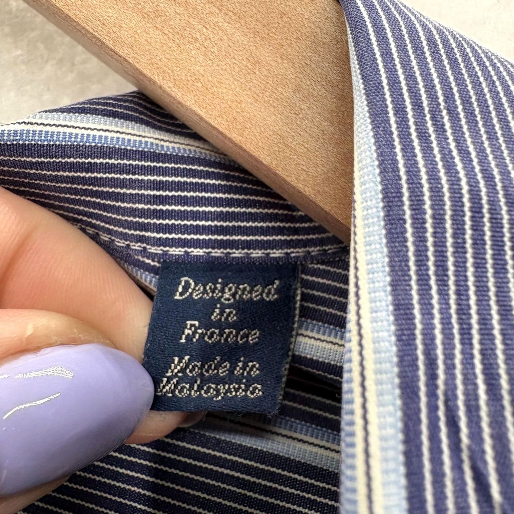 Faconnable Façonnable Button Up Shirt Mens Large Blue Stripe Long Sleeve Cotton Club Size US L / EU 52-54 / 3 - 5 Thumbnail