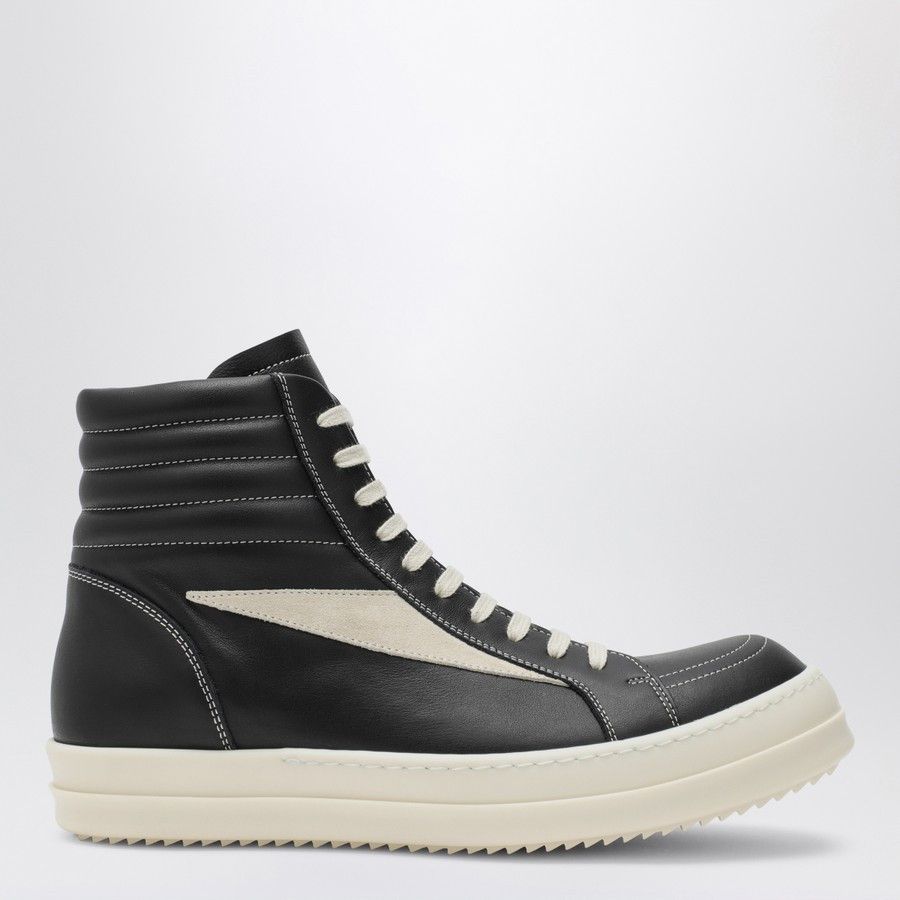 Rick Owens o1d2blof0624 High-Top Suede Sneakers in Black & White Size US 12 / EU 45 - 1 Thumbnail