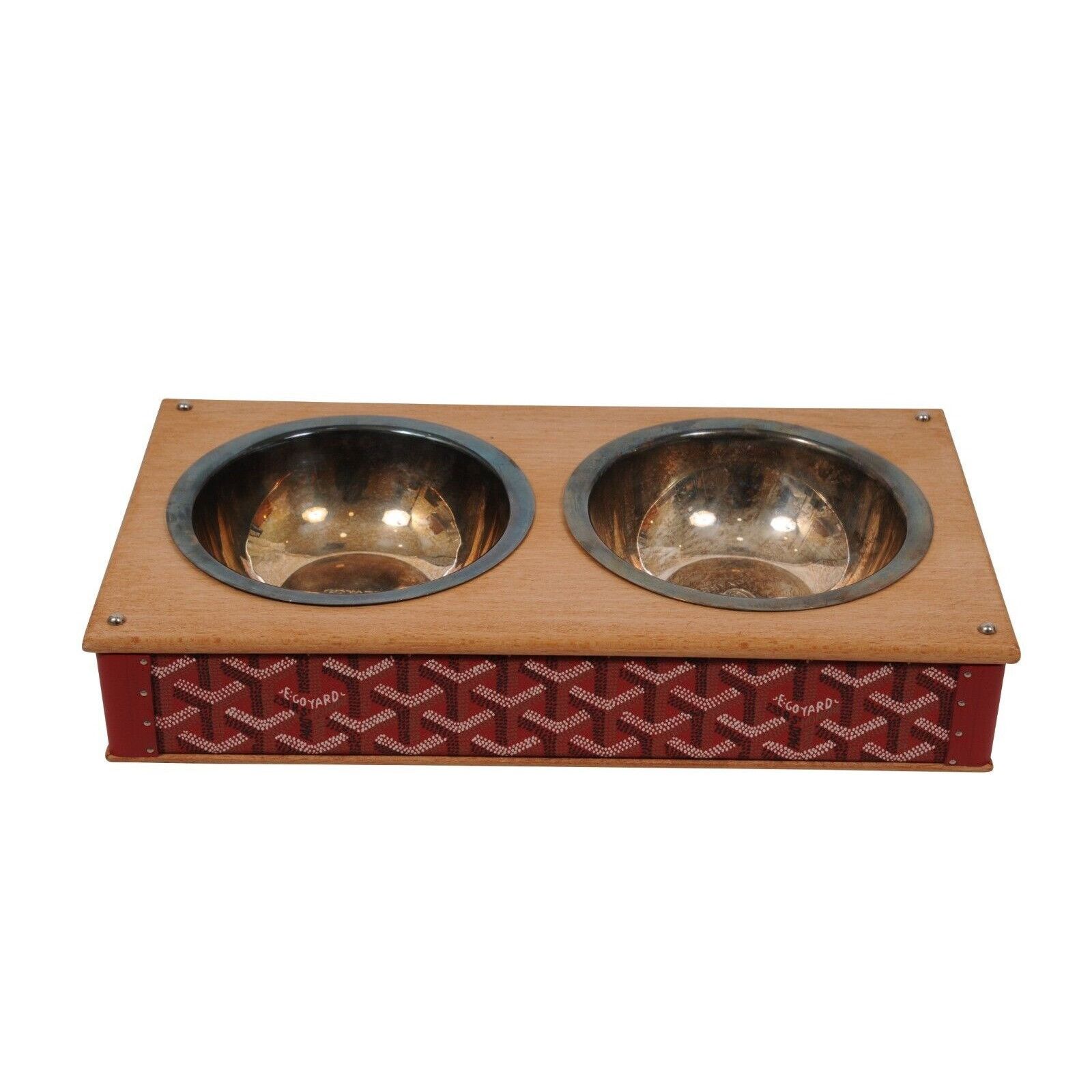 Goyard Red Edmond Double Dog Cat Bowl Hard Sided Trunk Size ONE SIZE - 8 Thumbnail