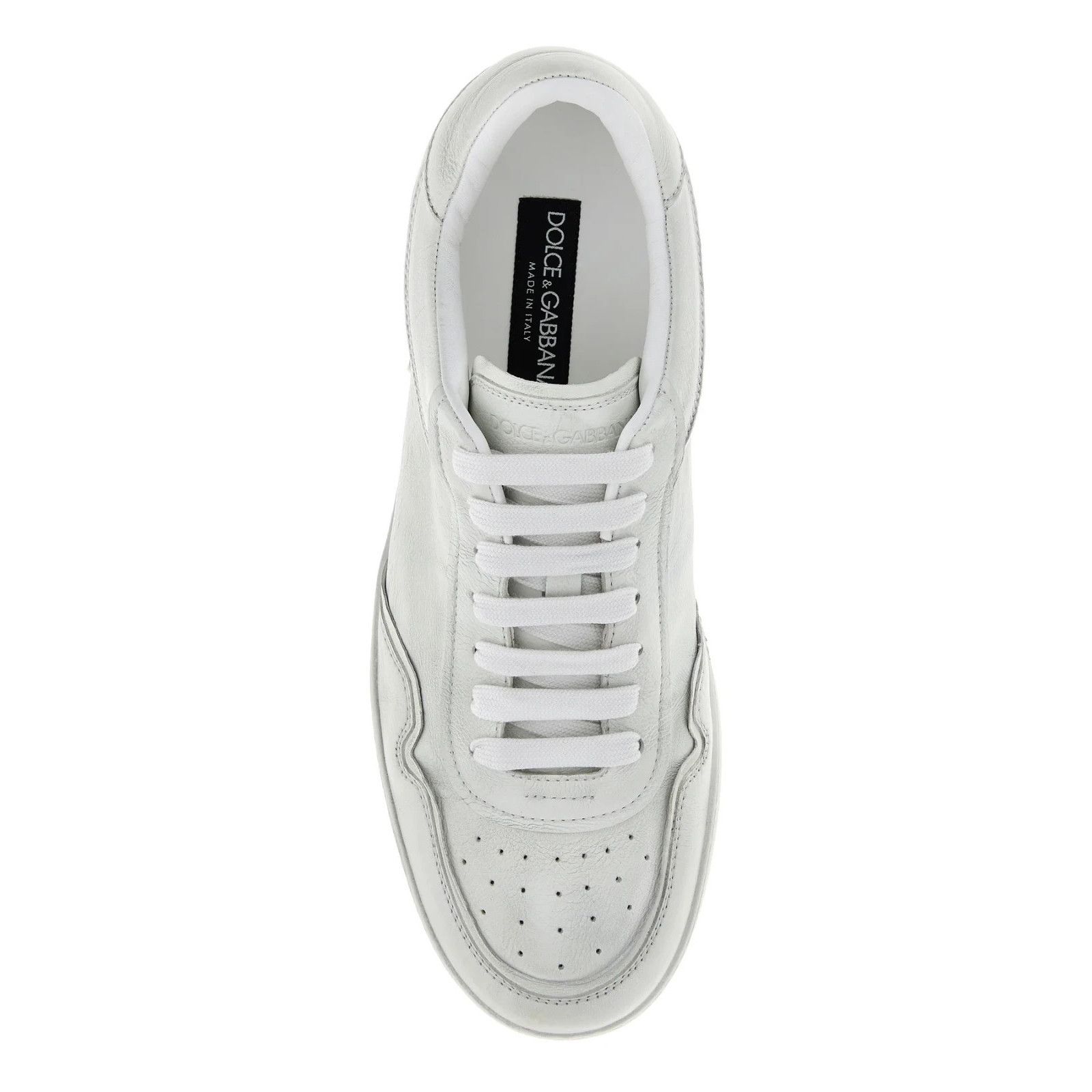 Dolce & Gabbana DOLCE&GABBANA Chalk Leather White Sneakers New & Authentic ( Size US 11 / EU 44 - 4 Thumbnail