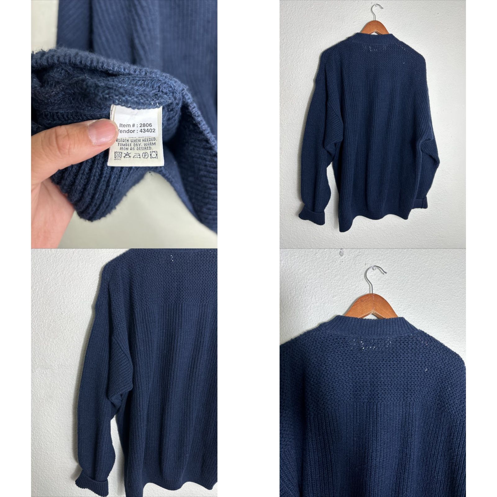 Eddie Bauer VINTAGE Eddie Bauer Sweater Mens L Heavy Knit Cotton USA Navy Blue Pullover Size US L / EU 52-54 / 3 - 8 Thumbnail