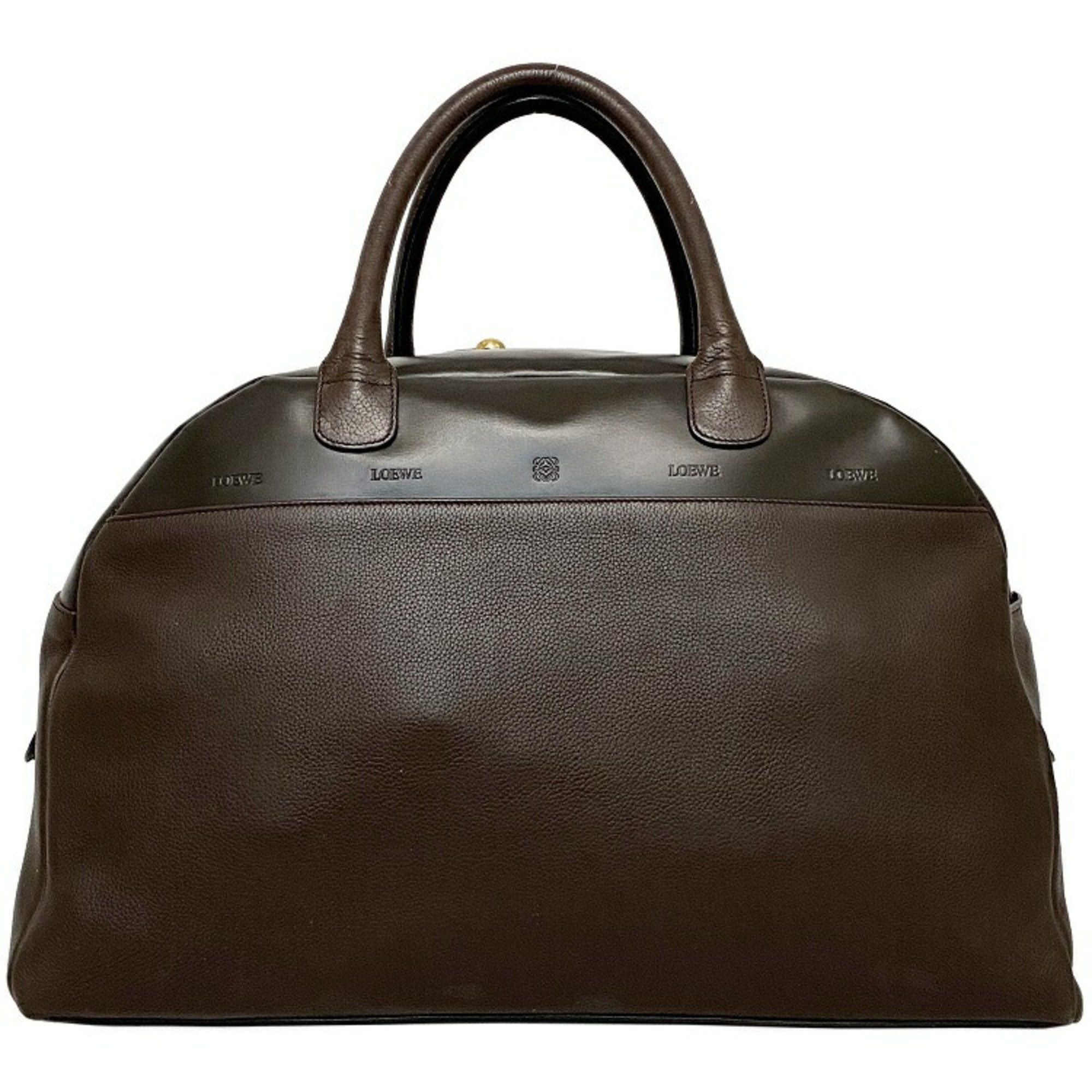 image of Loewe Boston Bag Brown Anagram Leather Loewe Ladies in Black, Women's