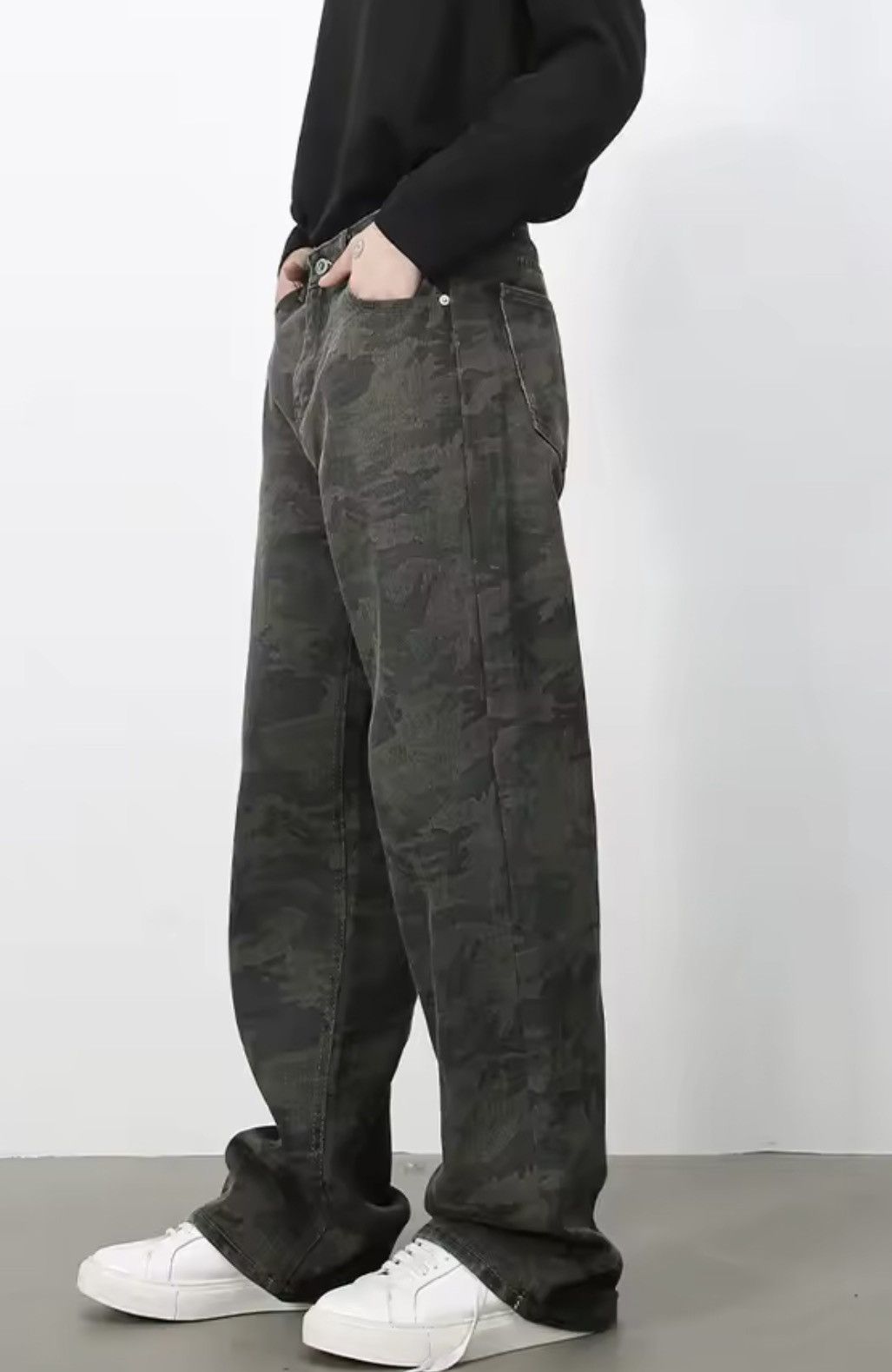 Japanese Brand Camo Denim Pants - Wide Leg Tactical Streetwear Trousers Size US 33 - 2 Thumbnail