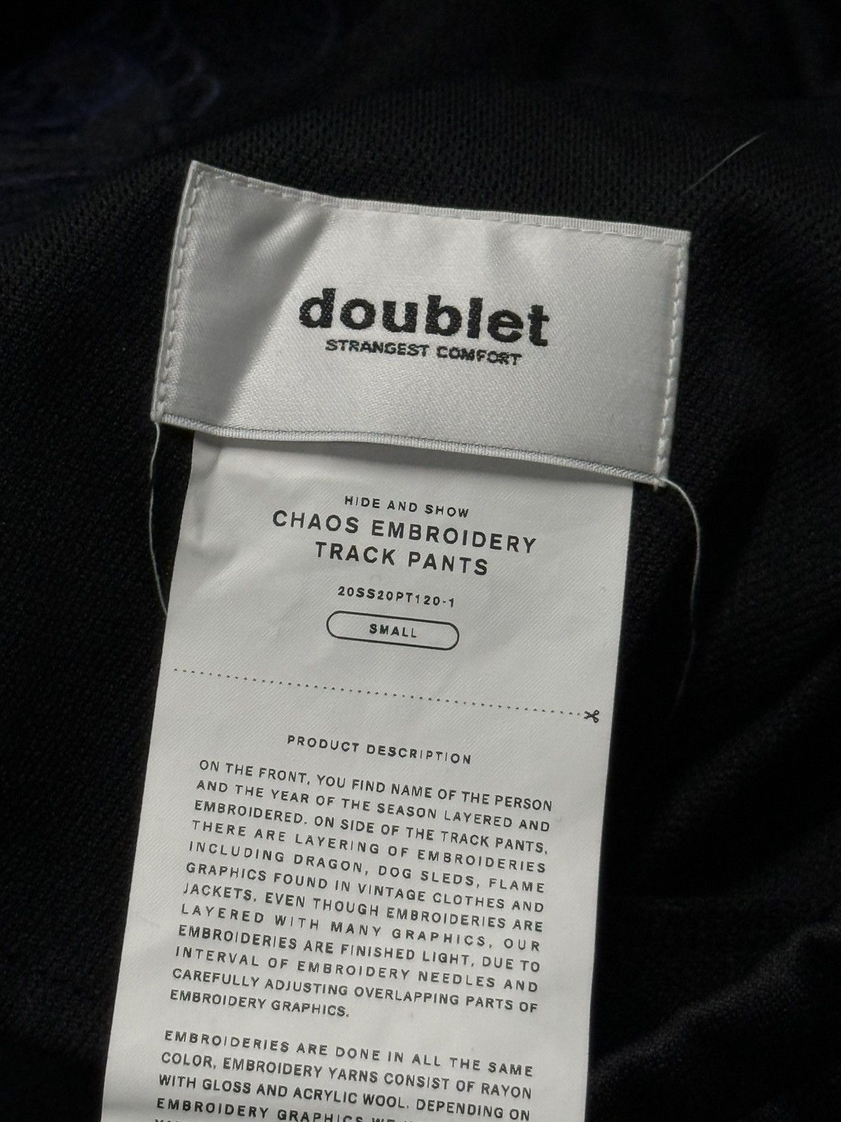 Doublet Doublet S/S20 Chaos Embroidery Track Pants Size US 29 - 11 Thumbnail