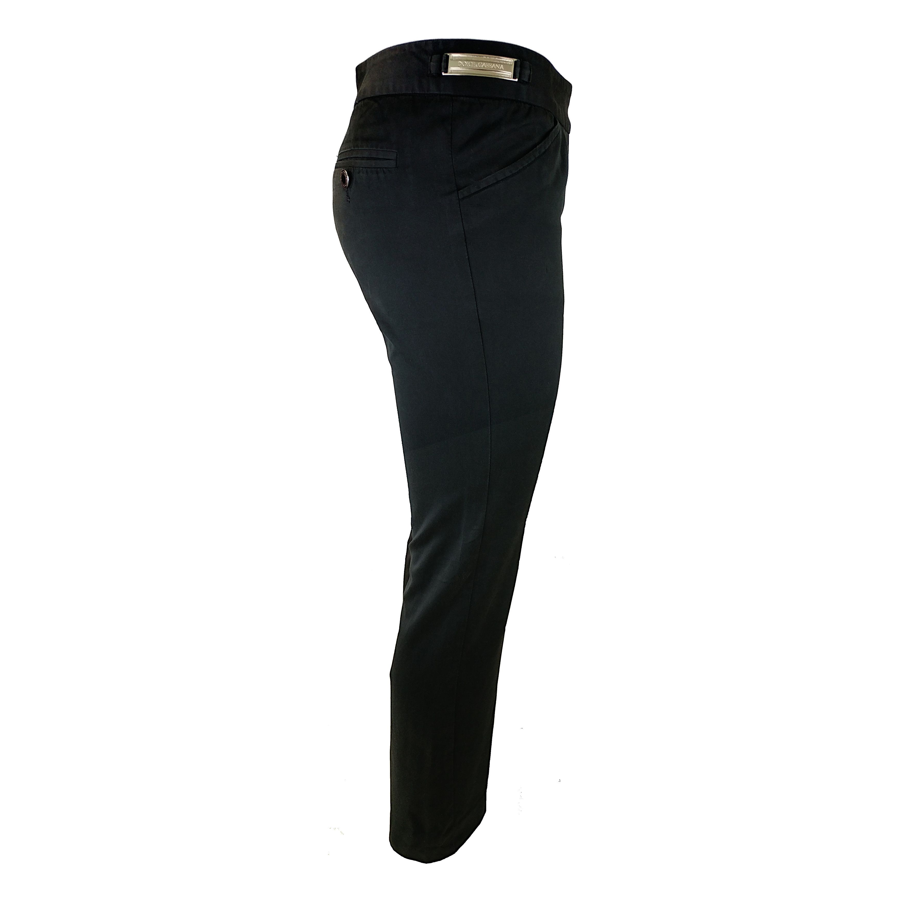 Dolce & Gabbana Vintage Black Tailored Cotton Pants Archival 90s Size 28" / US 6 / IT 42 - 2 Thumbnail