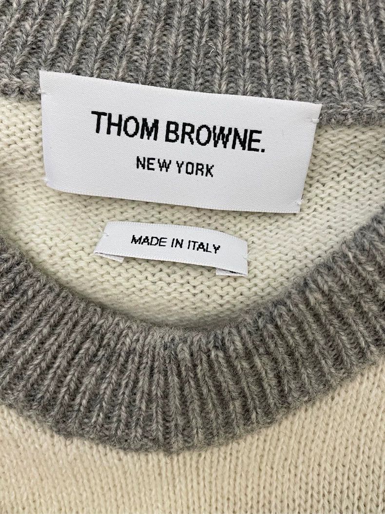 Thom Browne Thom browne Beige four-striped wool sweater 2504-Nextarrow Size US M / EU 48-50 / 2 - 5 Thumbnail