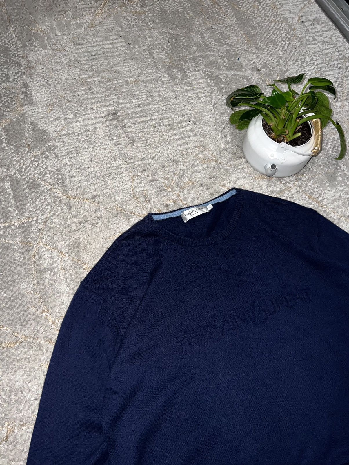 Vintage × Yves Saint Laurent YVES SAINT LAURENT BIG LOGO VINTAGE 90S KNIT SWEATER Size US L / EU 52-54 / 3 - 2 Thumbnail