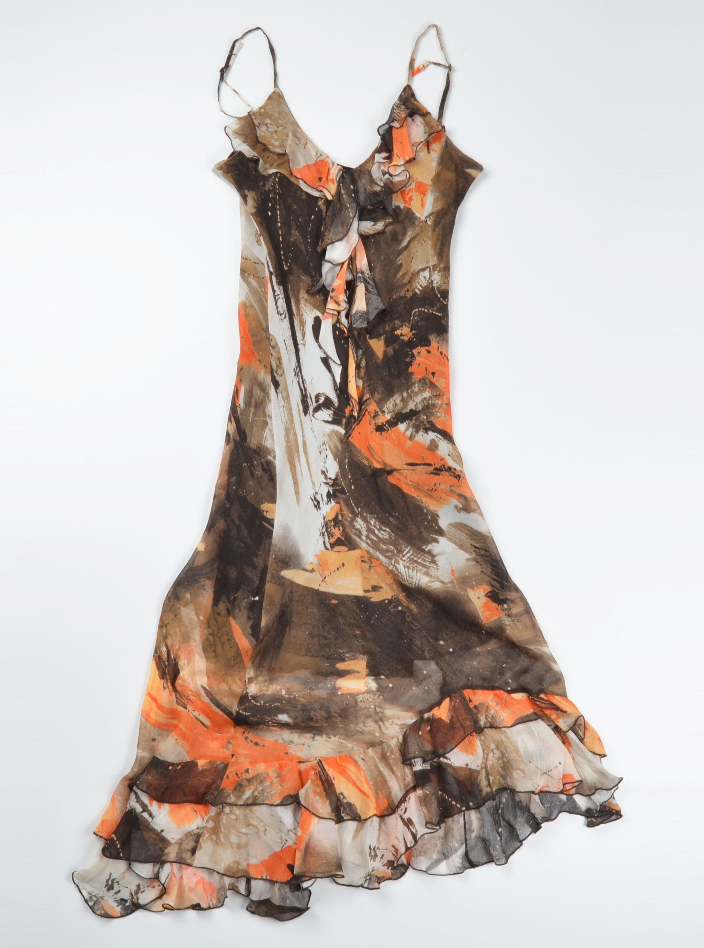 Vintage Vintage Prestige Moda Y2K Abstract Print Ruffle Hem Dress Size XL / US 12-14 / IT 48-50 - 4 Thumbnail