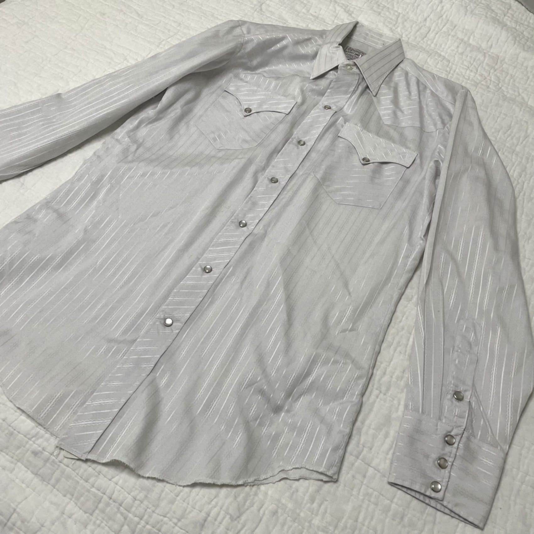 Vintage VINTAGE H Bar C Mr Longtail Western Shirt Long Sleeve 16 34 Mens White Grey Pearl Snap Western Mens Boys? Size US L / EU 52-54 / 3 - 4 Thumbnail