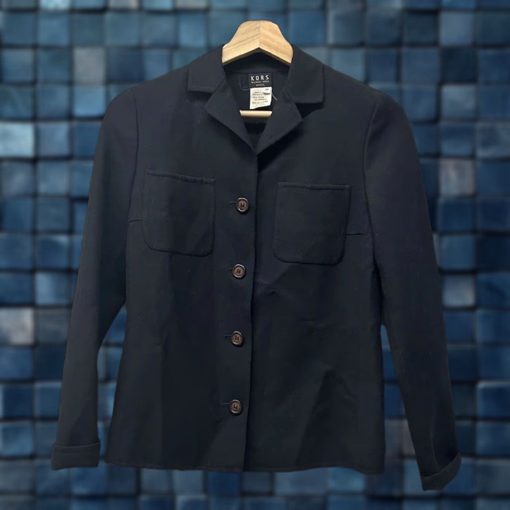 Michael Kors Womens Michael Kors Jacket Petites Navy Blue Wool Blend ButtonUp Size 2P Overcoat Womens Size XS / US 0-2 / IT 36-38 - 1 Thumbnail