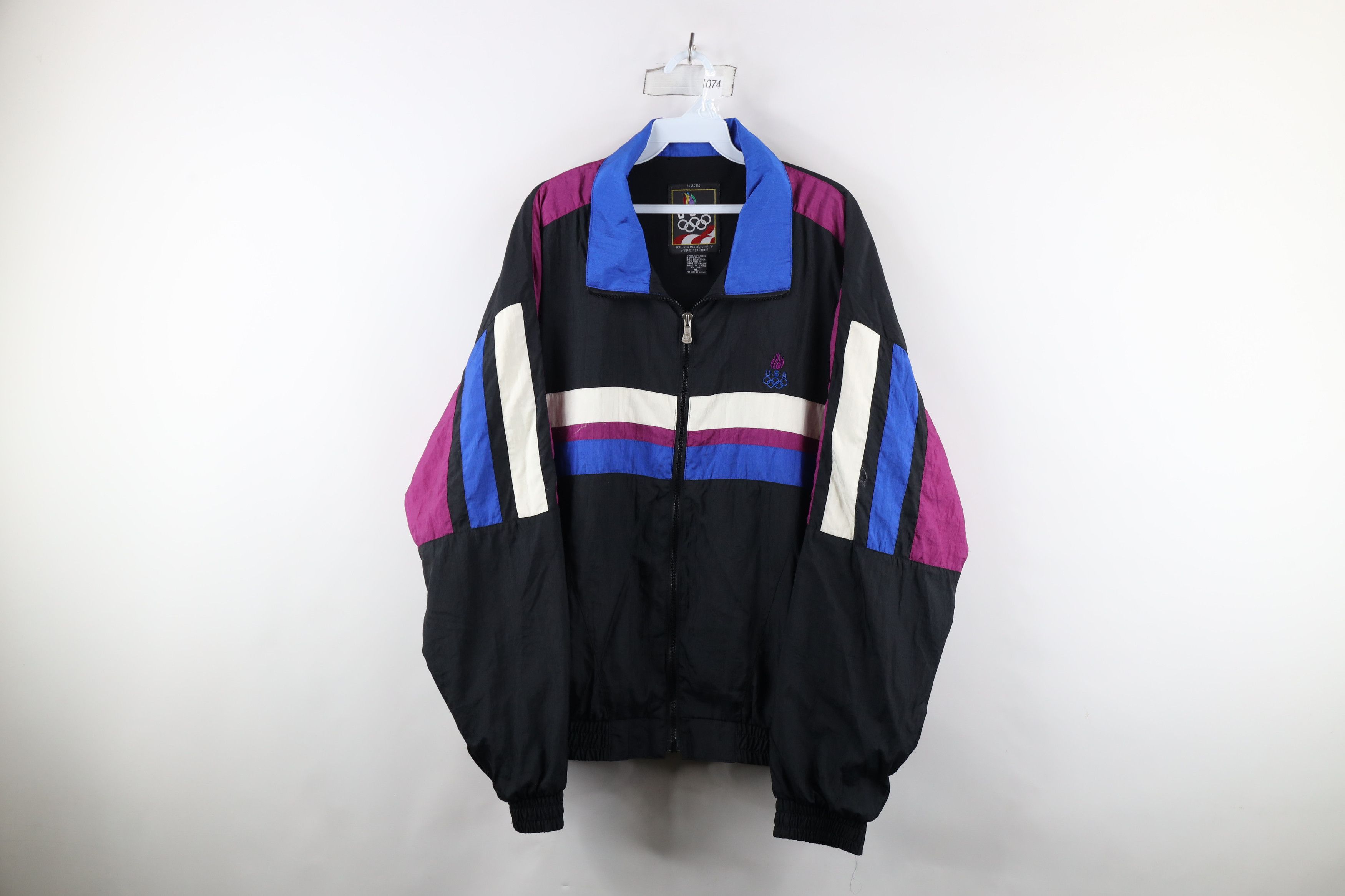 Vintage Vintage 90s USA Olympics Lined Zip Windbreaker Jacket Size US XL / EU 56 / 4 - 1 Thumbnail