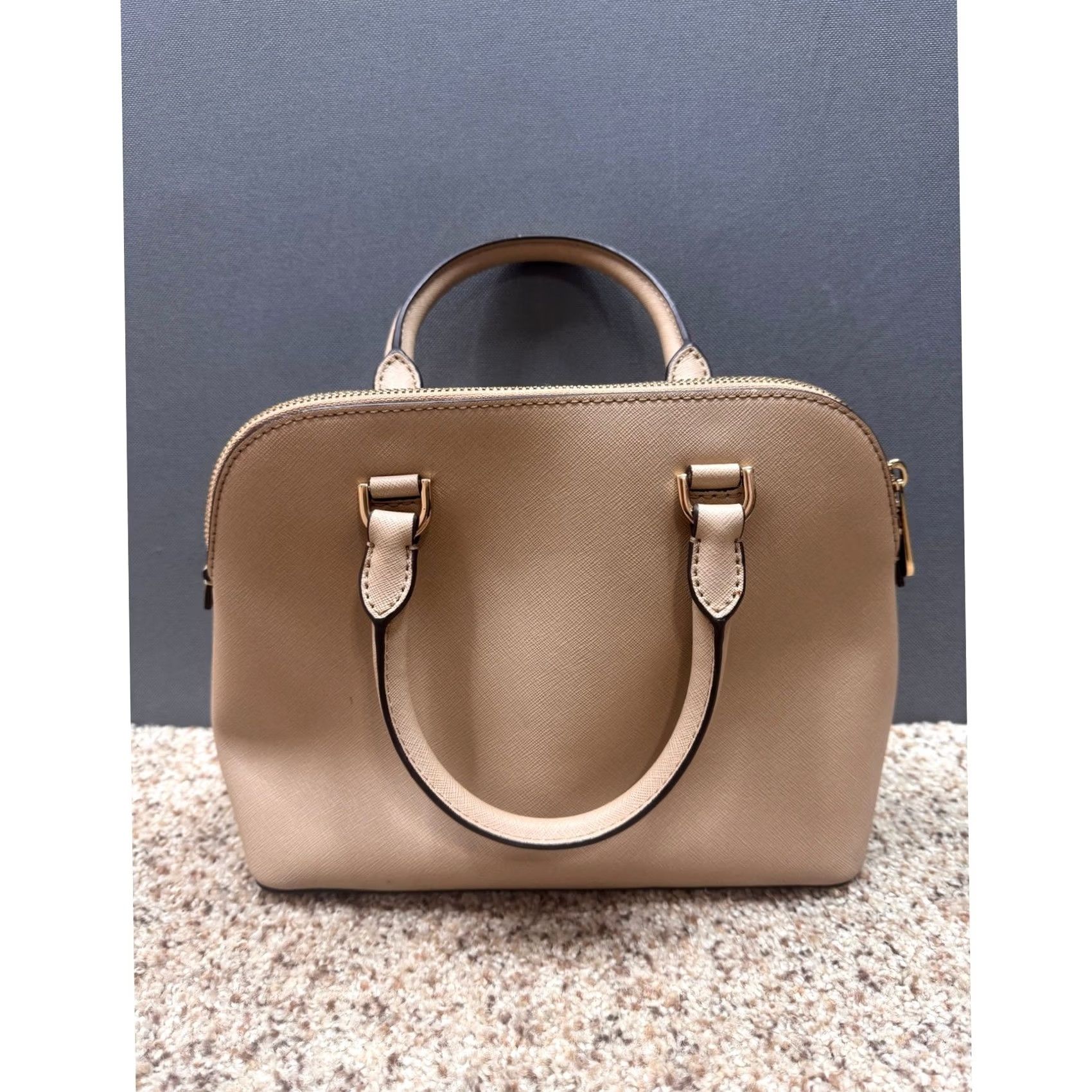 Michael Kors Michael Kors Satchel Womens Beige Gold Saffiano Leather Dome Bag Small Size ONE SIZE - 4 Thumbnail