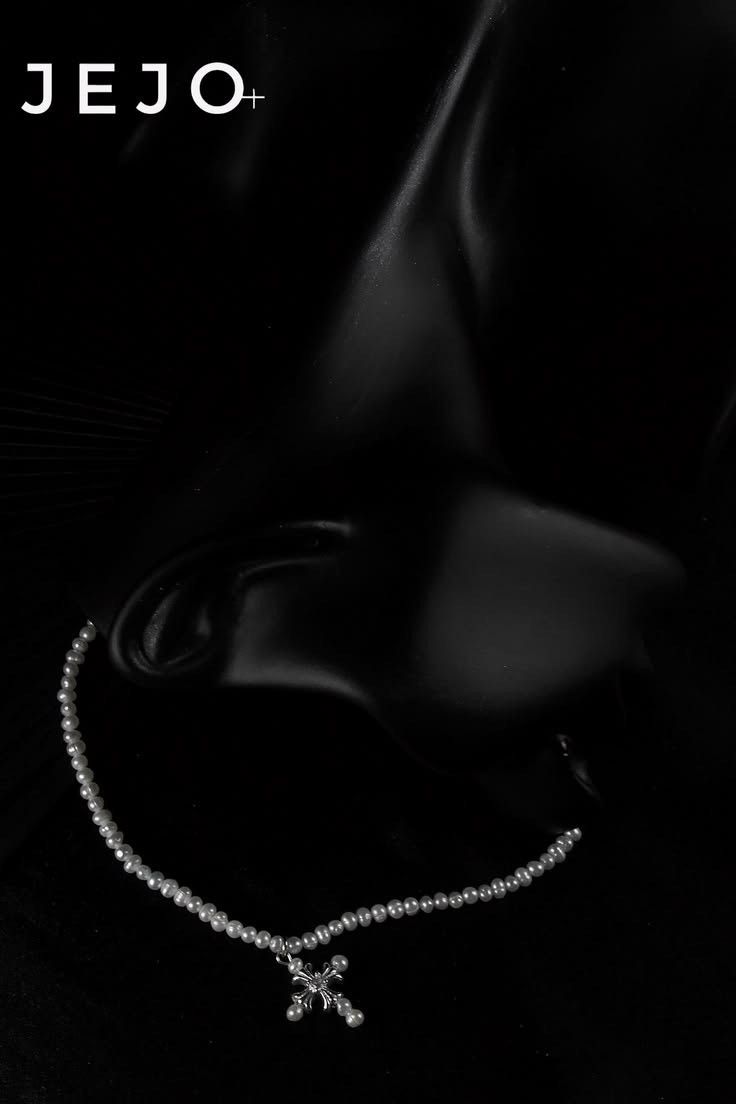 Other Freshwater Pearl Cross Necklace, Italian Hardware, Handmade Size ONE SIZE - 4 Thumbnail