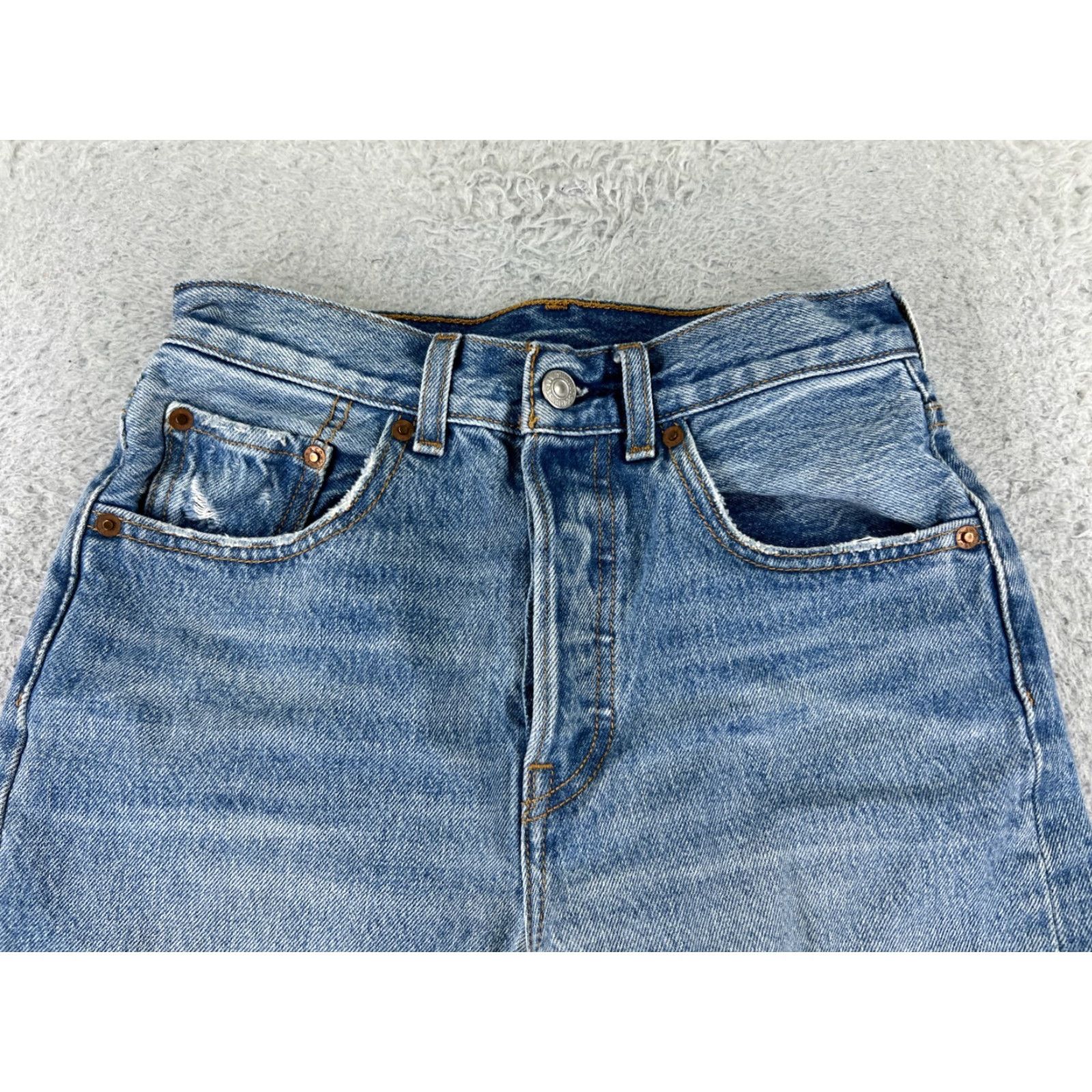 Levi's VINTAGE Levis Premium Jeans Womens 24 Blue Denim Distressed Wide-Leg Regular 5-Pocket Levi's Retro Baggy Stretch Size 42" / US 20 - 4 Thumbnail