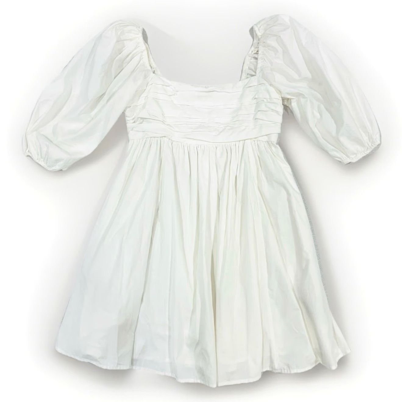 Abercrombie & Fitch VINTAGE Abercrombie & Fitch Small White Poplin Mini Dress Puff Sleeve Pockets Dress Women S White Floral A-Line Short Sleeve 1986 Ladies Girls Mens Size S / US 4 / IT 40 - 4 Thumbnail