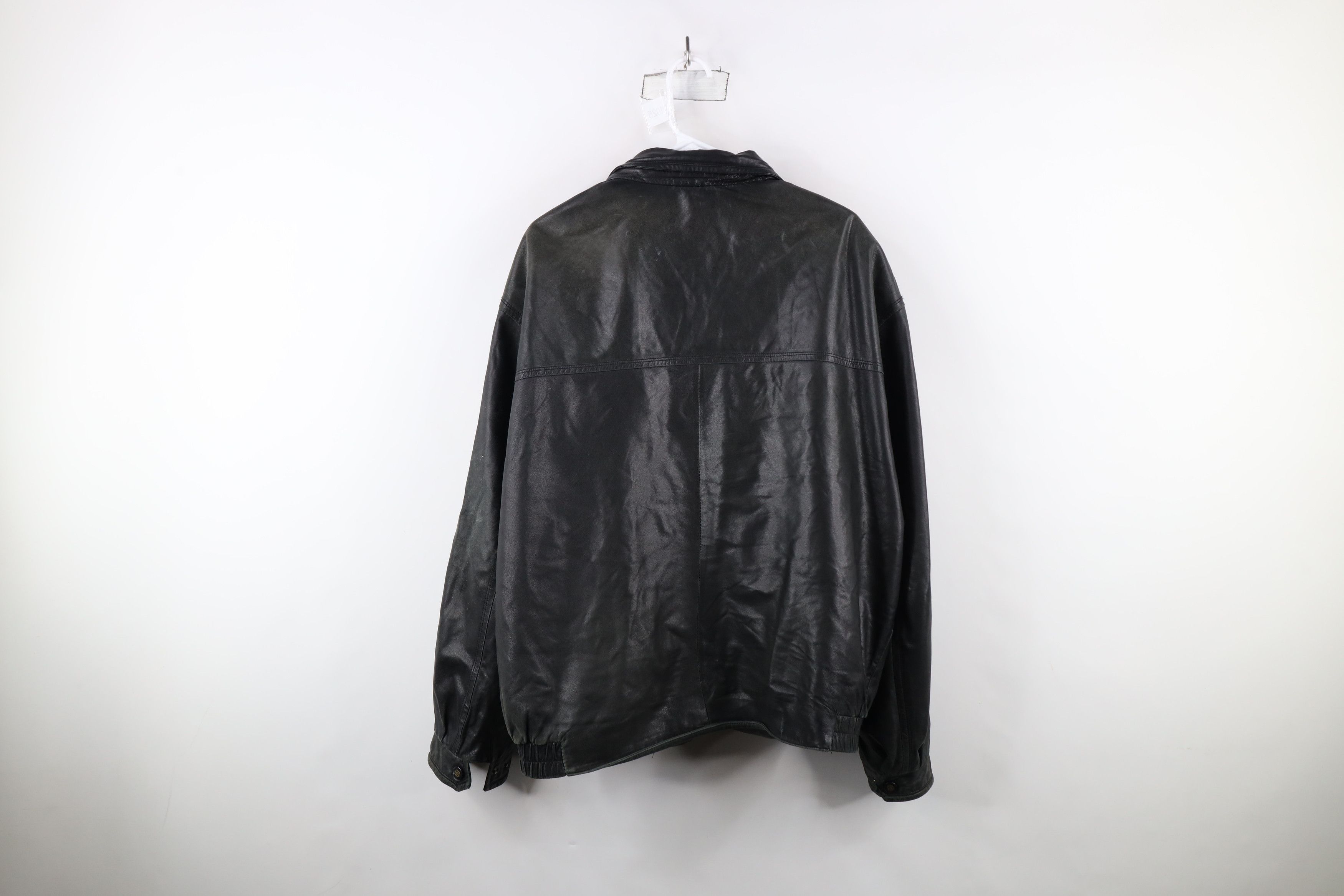 Vintage Vintage 90s Streetwear Leather Full Zip Bomber Jacket Black Size US XXL / EU 58 / 5 - 14 Thumbnail