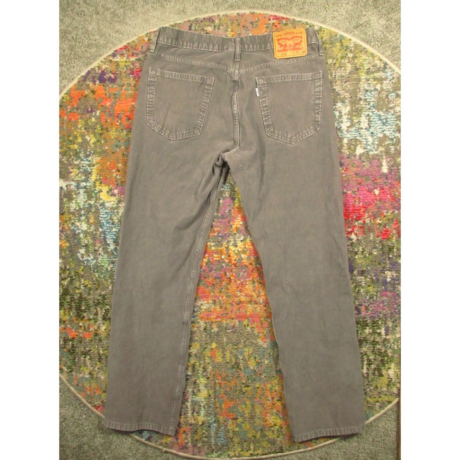 Levi's Levi's Jeans Corduroy 33x32 Gray 514 Straight Regular Mens Size US 33 - 2 Thumbnail