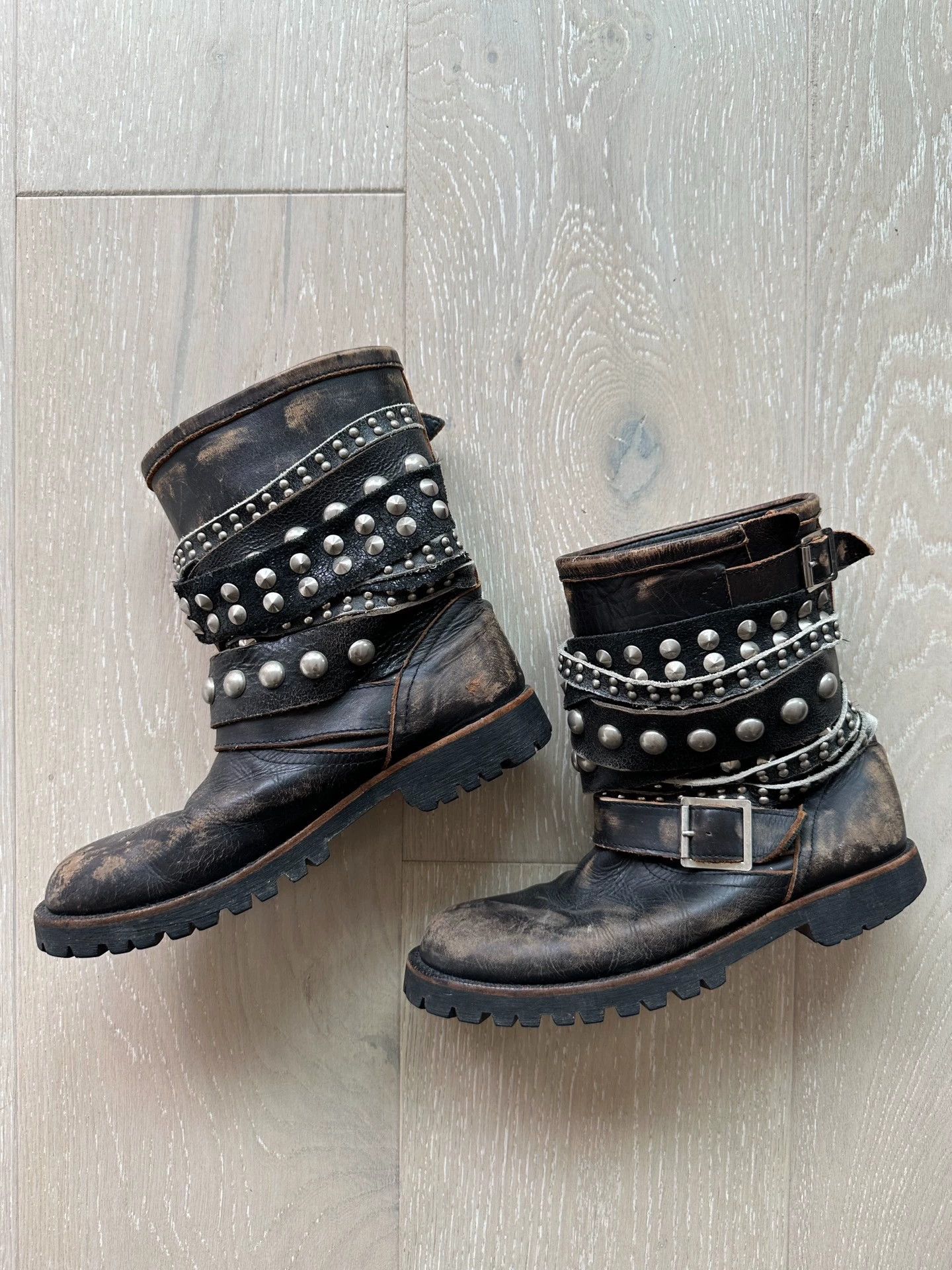 Comme des Garcons CDG Tao Rivet Wrap Distressed Boots XS (37-38) Size US 7 / IT 37 - 1 Thumbnail