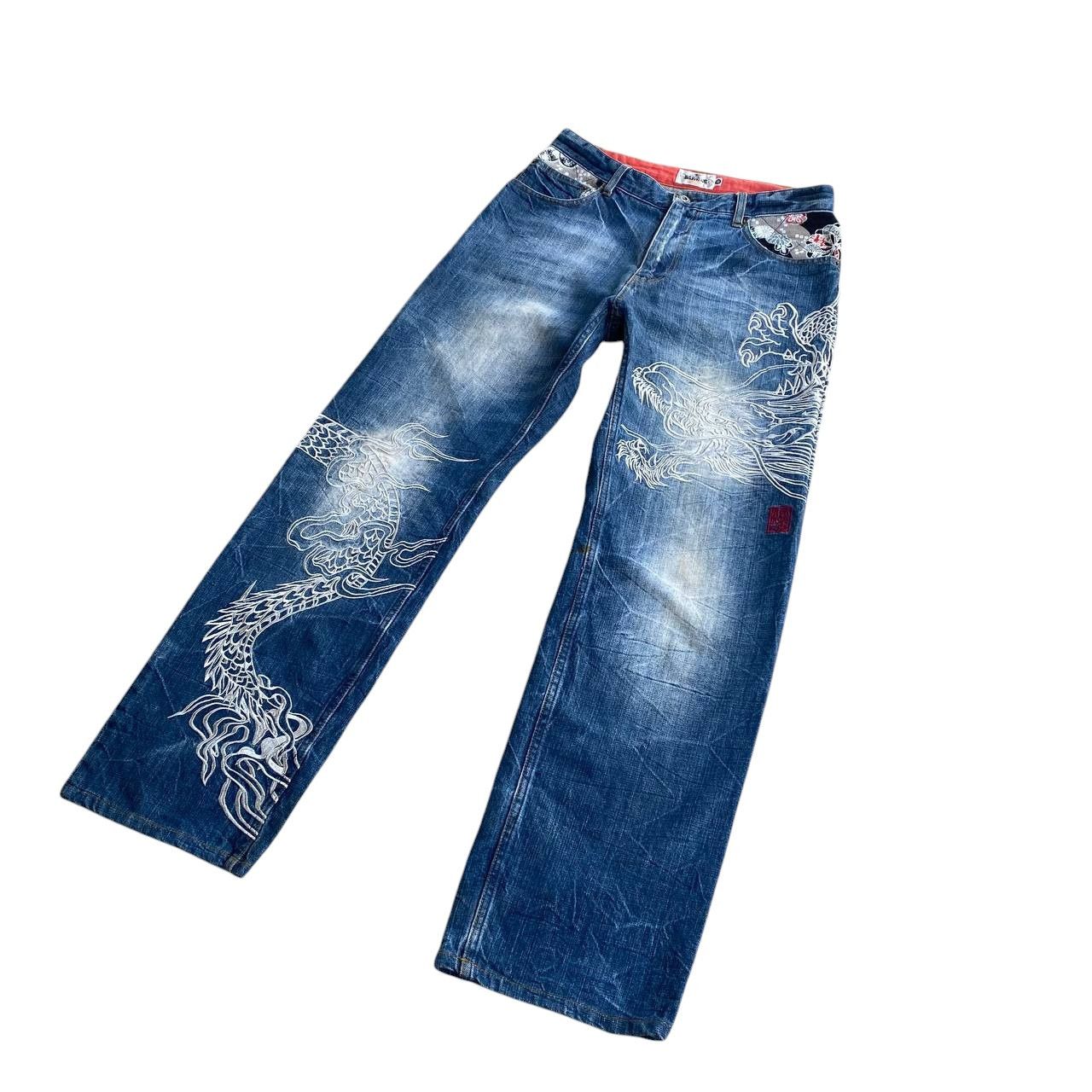 Japan Blue × KOJIMA GENES VINTAGE KARAKURI TAMASHI ECCENTRIC ICONIC DRAGON EMBROIDERED Size US 31 - 9 Thumbnail