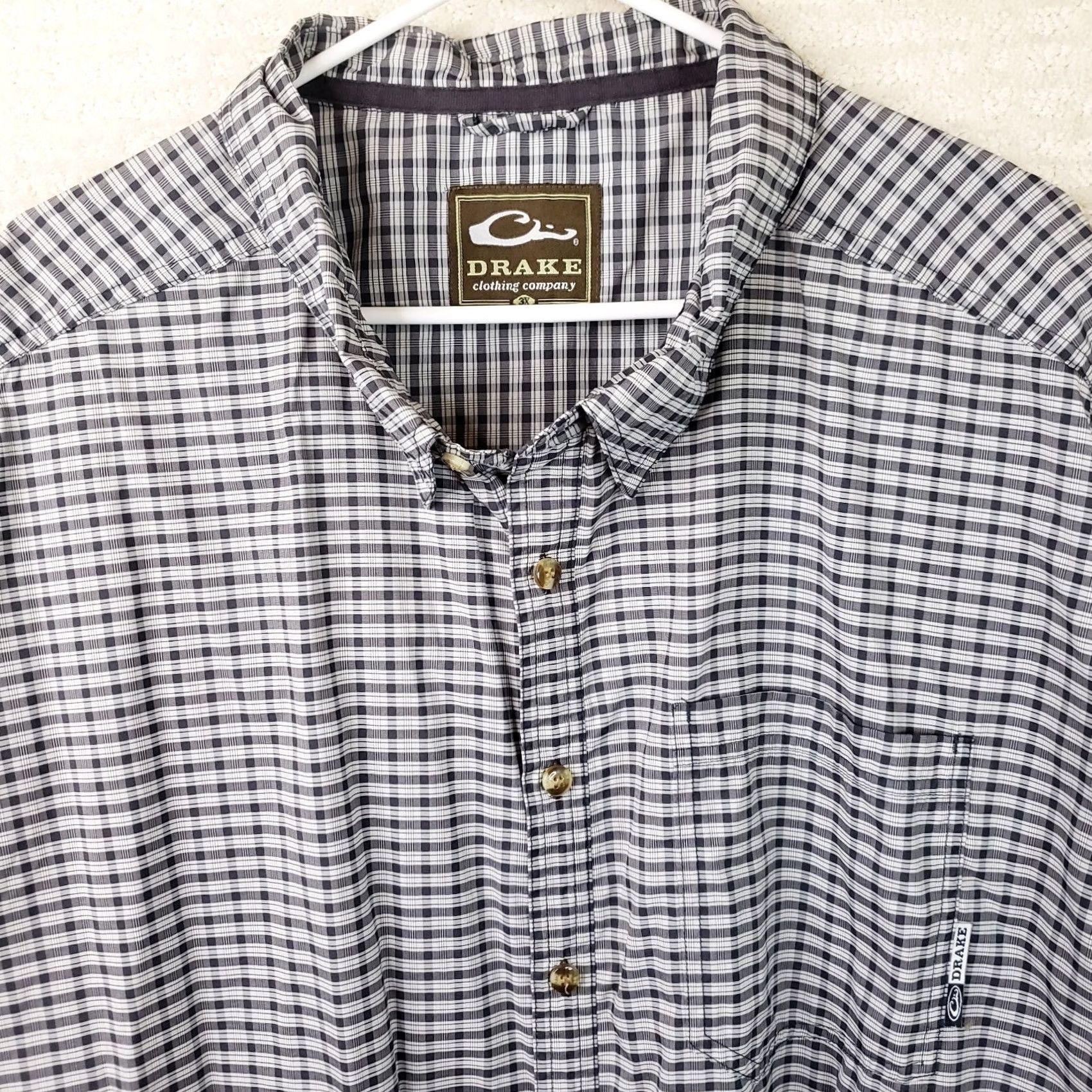 Vintage Drake Shirt Mens 3XL Blue White Plaid Short Sleeve Button Up Nylon Polyester Size US XXL / EU 58 / 5 - 3 Thumbnail