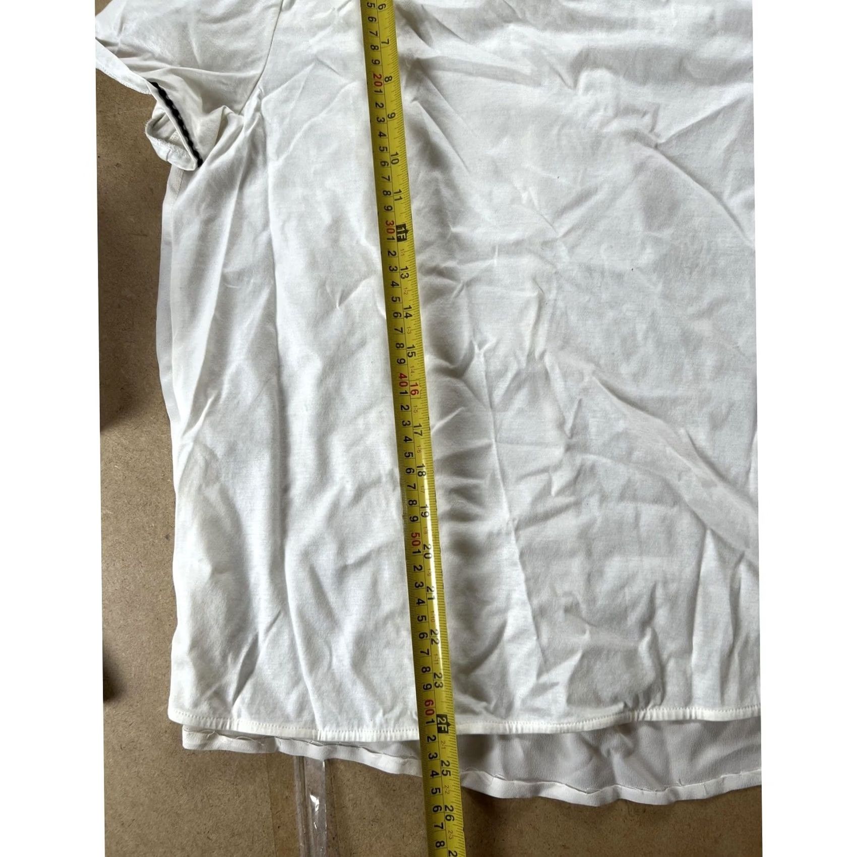 Max Mara MaxMara Studio Blouse Womens M White Short Sleeve Round Neck Crochet Lightweight Jersey Casual Size M / US 6-8 / IT 42-44 - 2 Thumbnail
