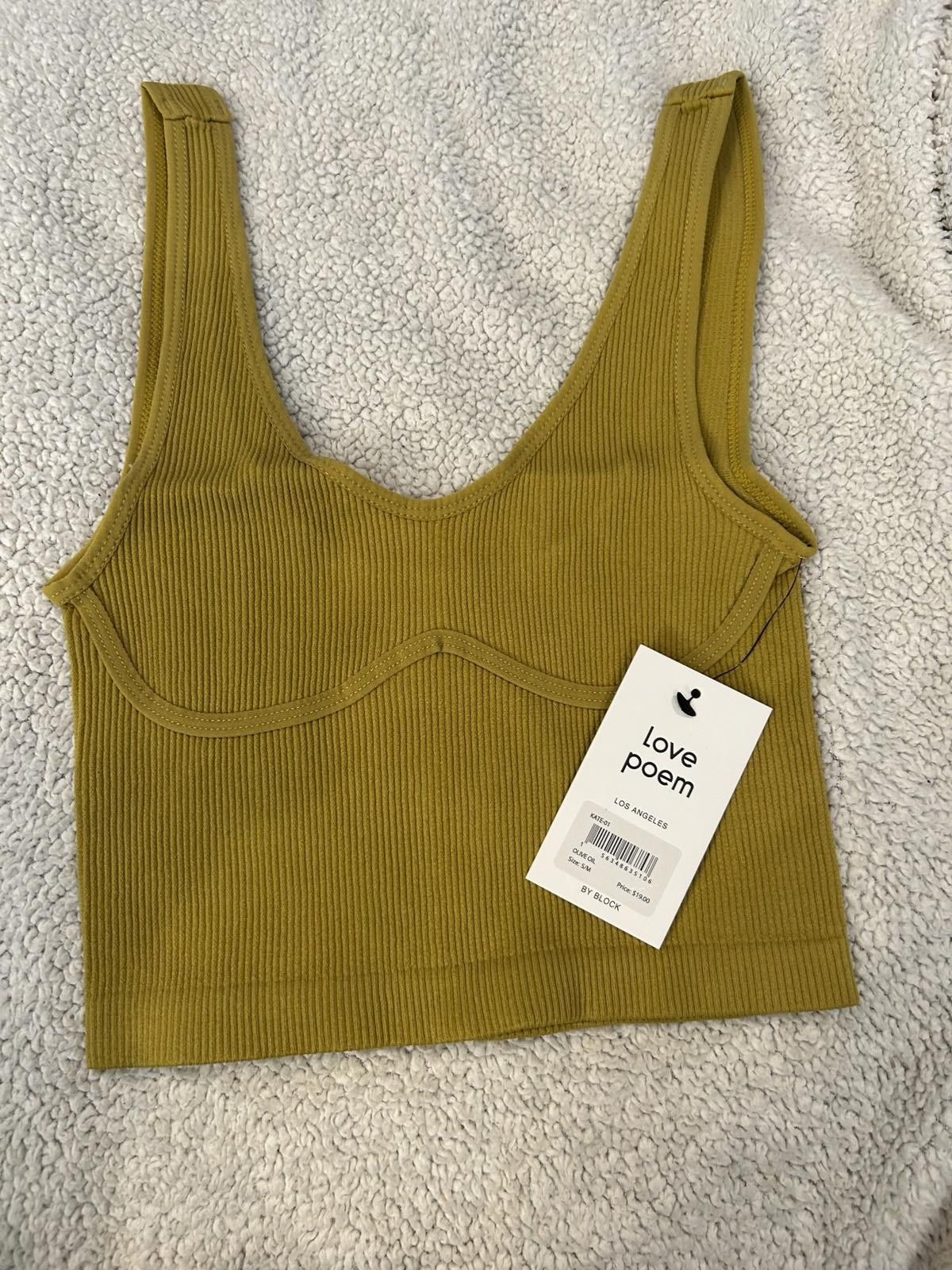 Other Love Poem Olive Oil Ribbed Crop Top with Underbust Detail Size S / US 4 / IT 40 - 1 Thumbnail